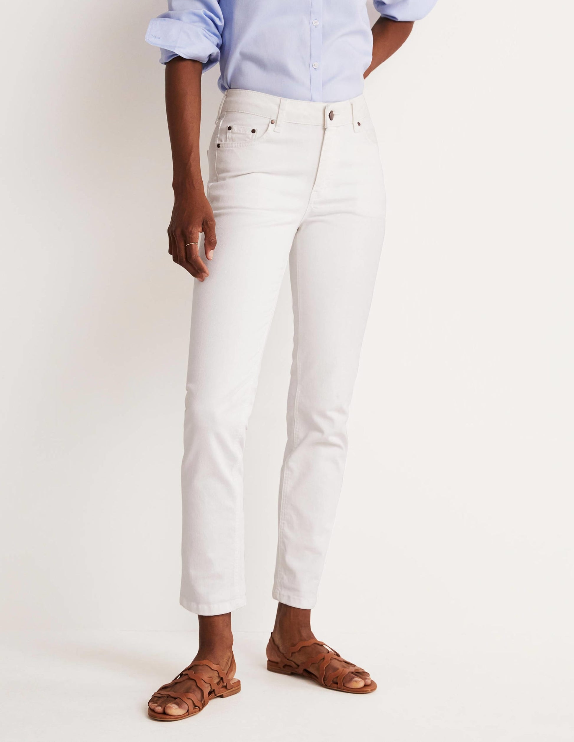 Slim Straight Jeans-White-9