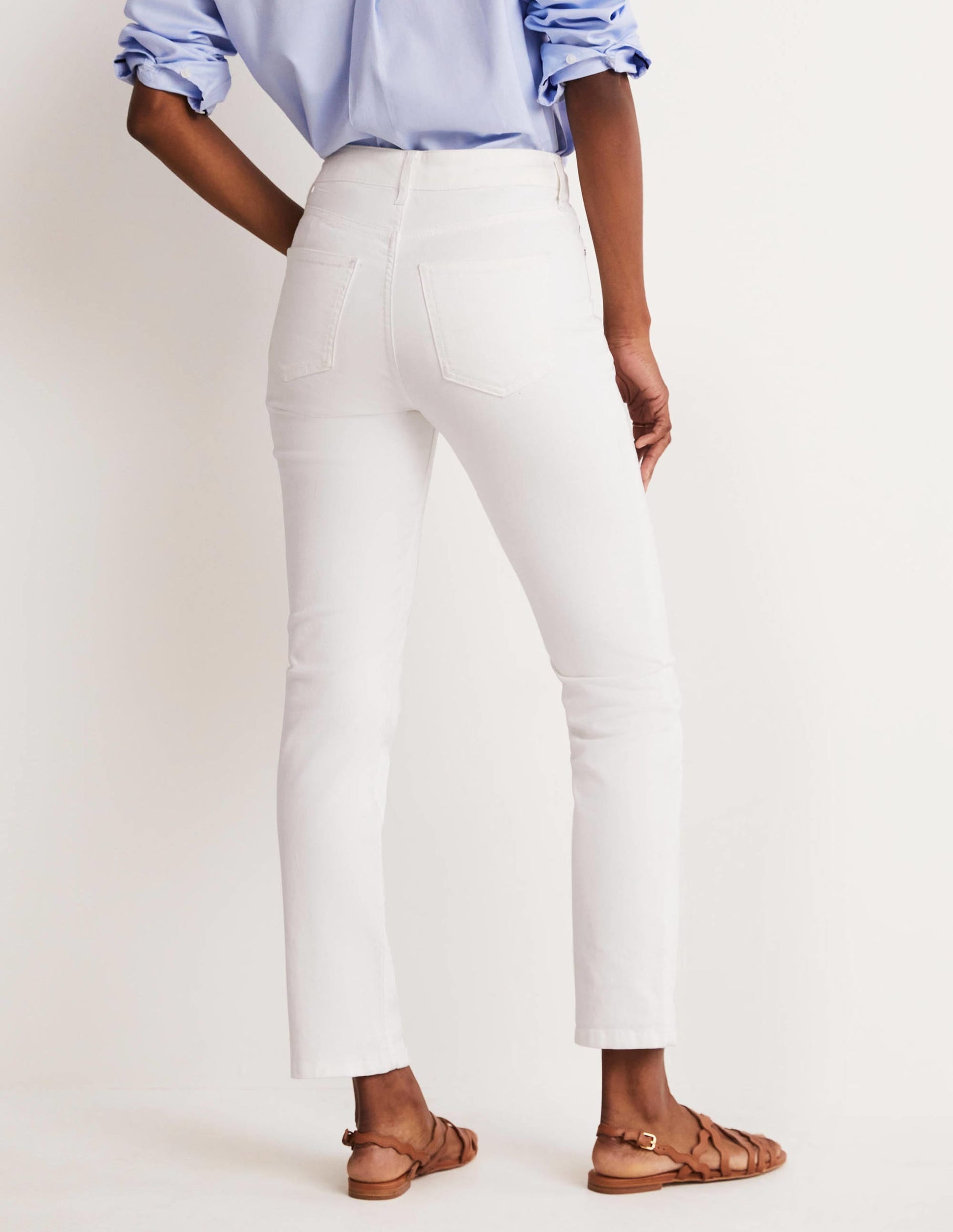 Slim Straight Jeans-White-3