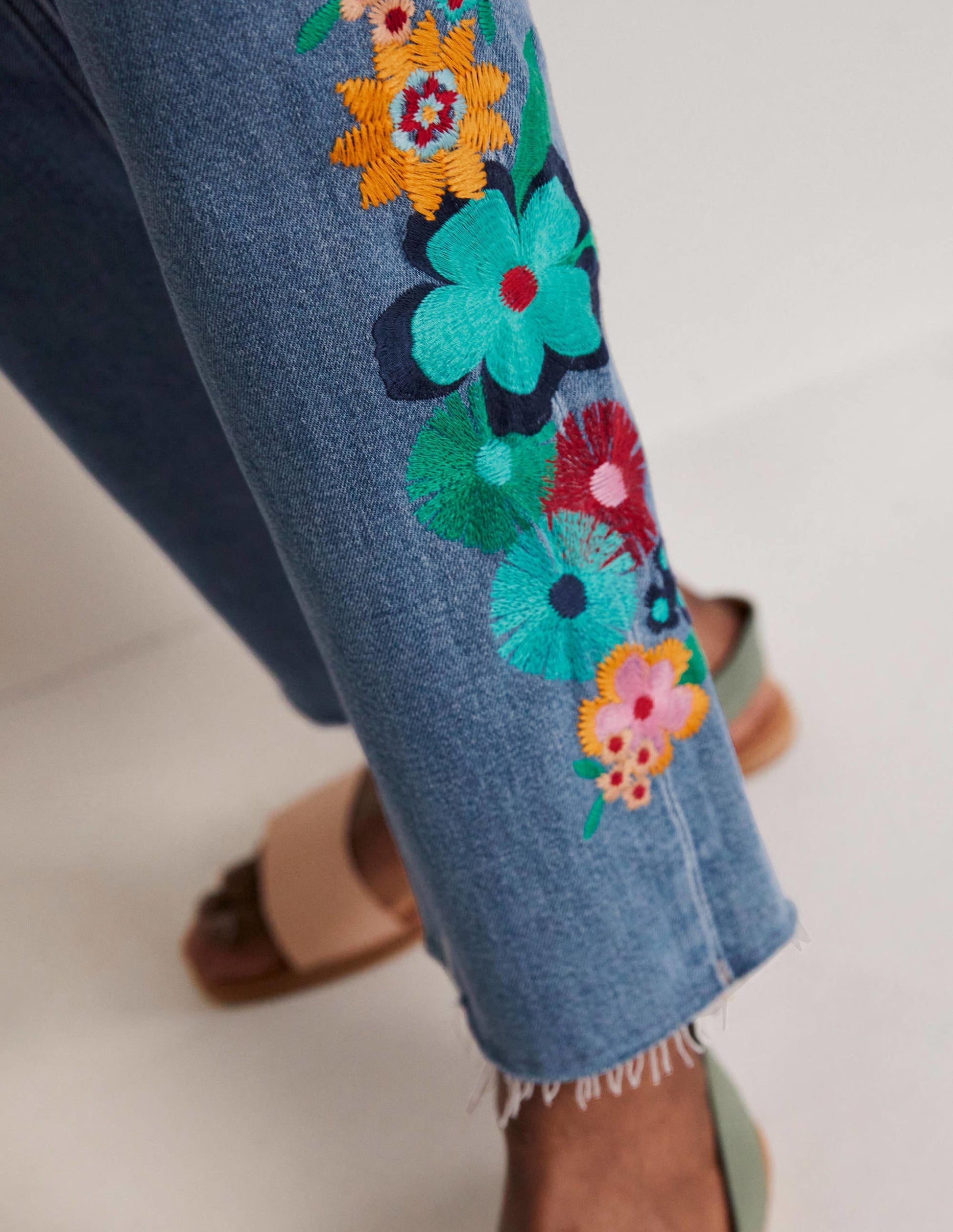 Relaxed Straight Jeans-Floral Multi Embroidery-7