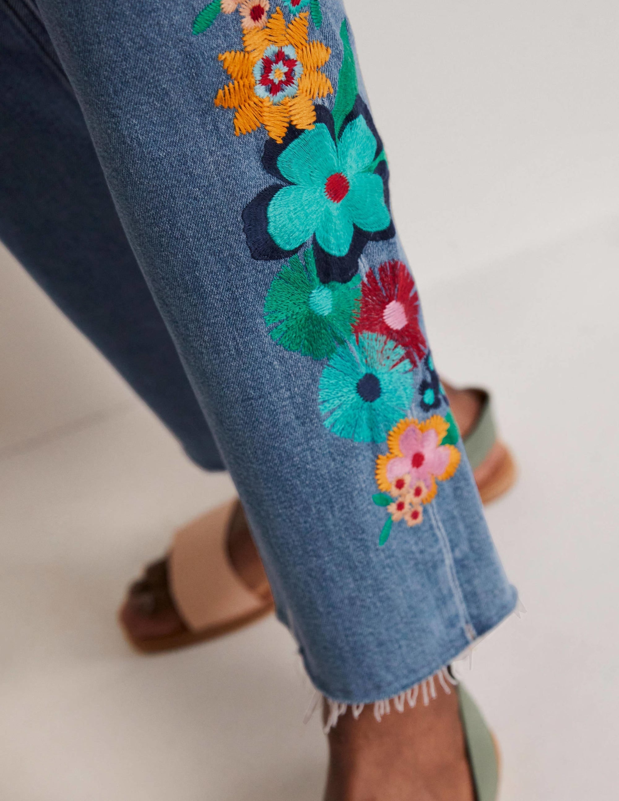 Relaxed Straight Jeans-Floral Multi Embroidery - Image 7