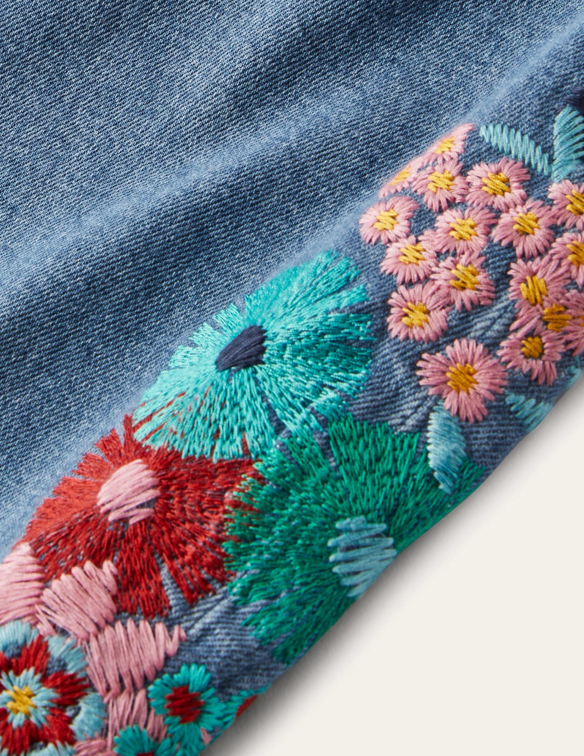 Relaxed Straight Jeans-Floral Multi Embroidery-11