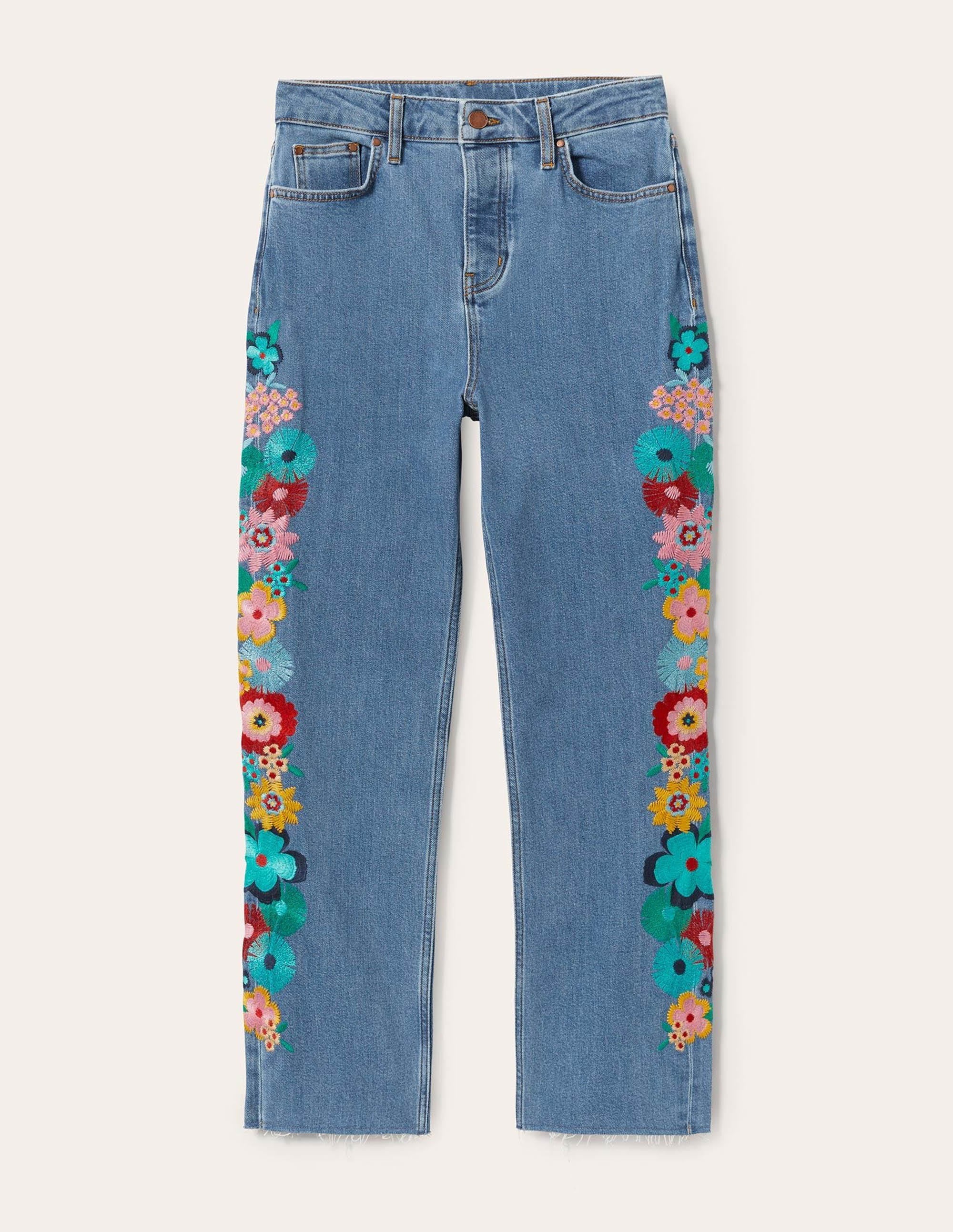 Relaxed Straight Jeans-Floral Multi Embroidery - Image 12