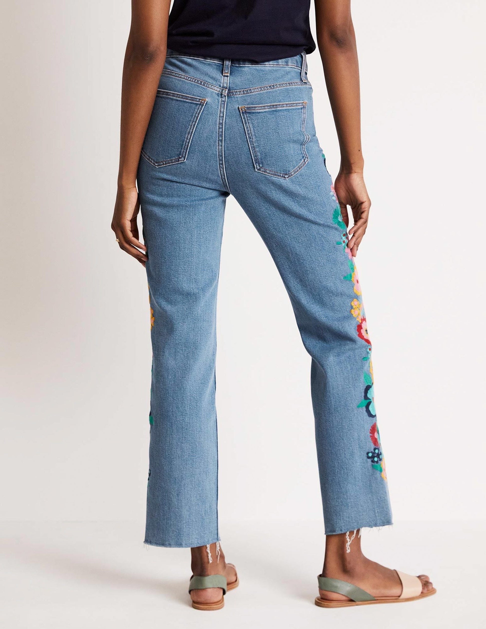 Relaxed Straight Jeans-Floral Multi Embroidery-4