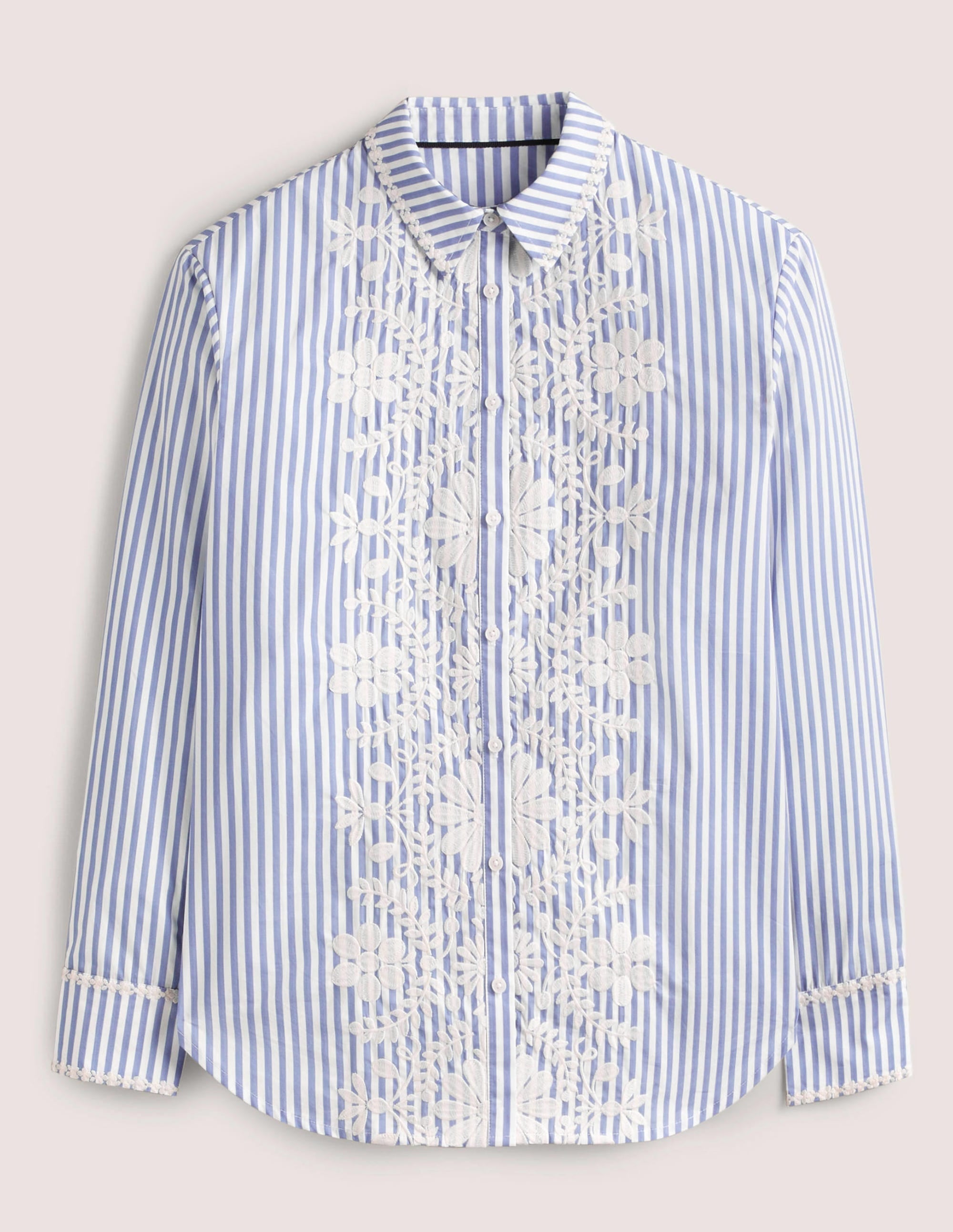 Relaxed Cotton Shirt-Ticking Stripe, Embroidered - Image 6