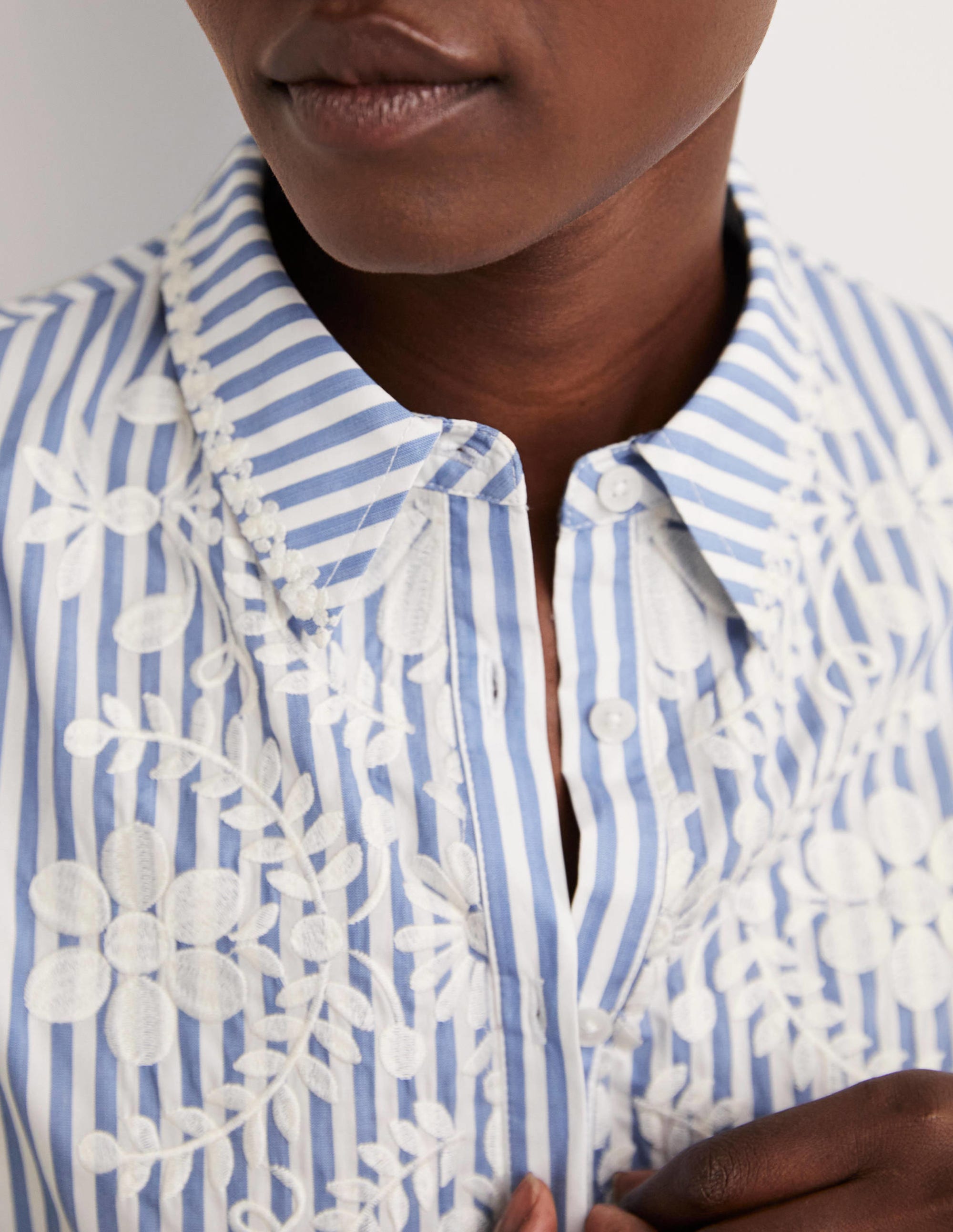 Relaxed Cotton Shirt-Ticking Stripe, Embroidered - Image 2