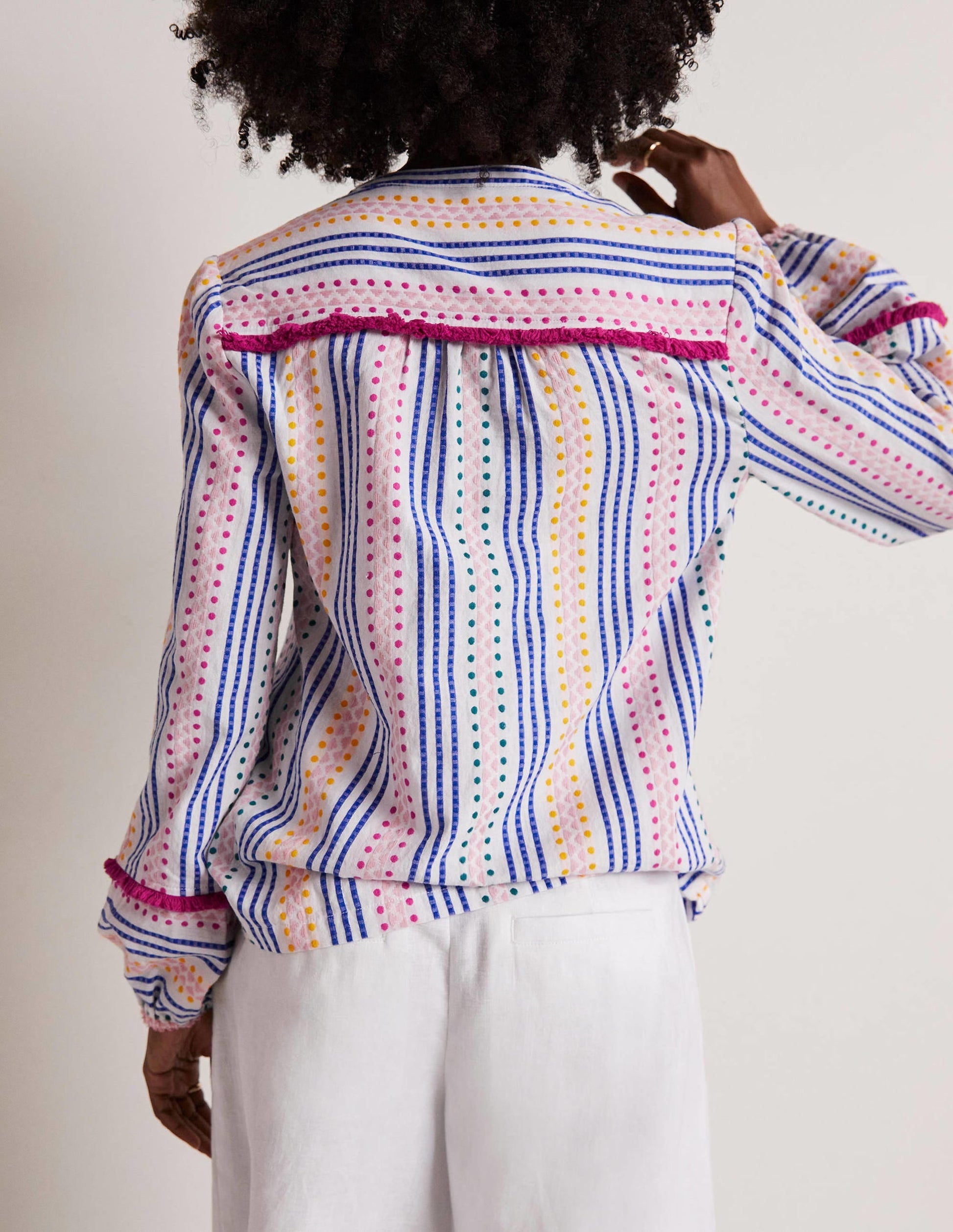 Trim Detail Cotton Top-Multi Dobby Stripe-7
