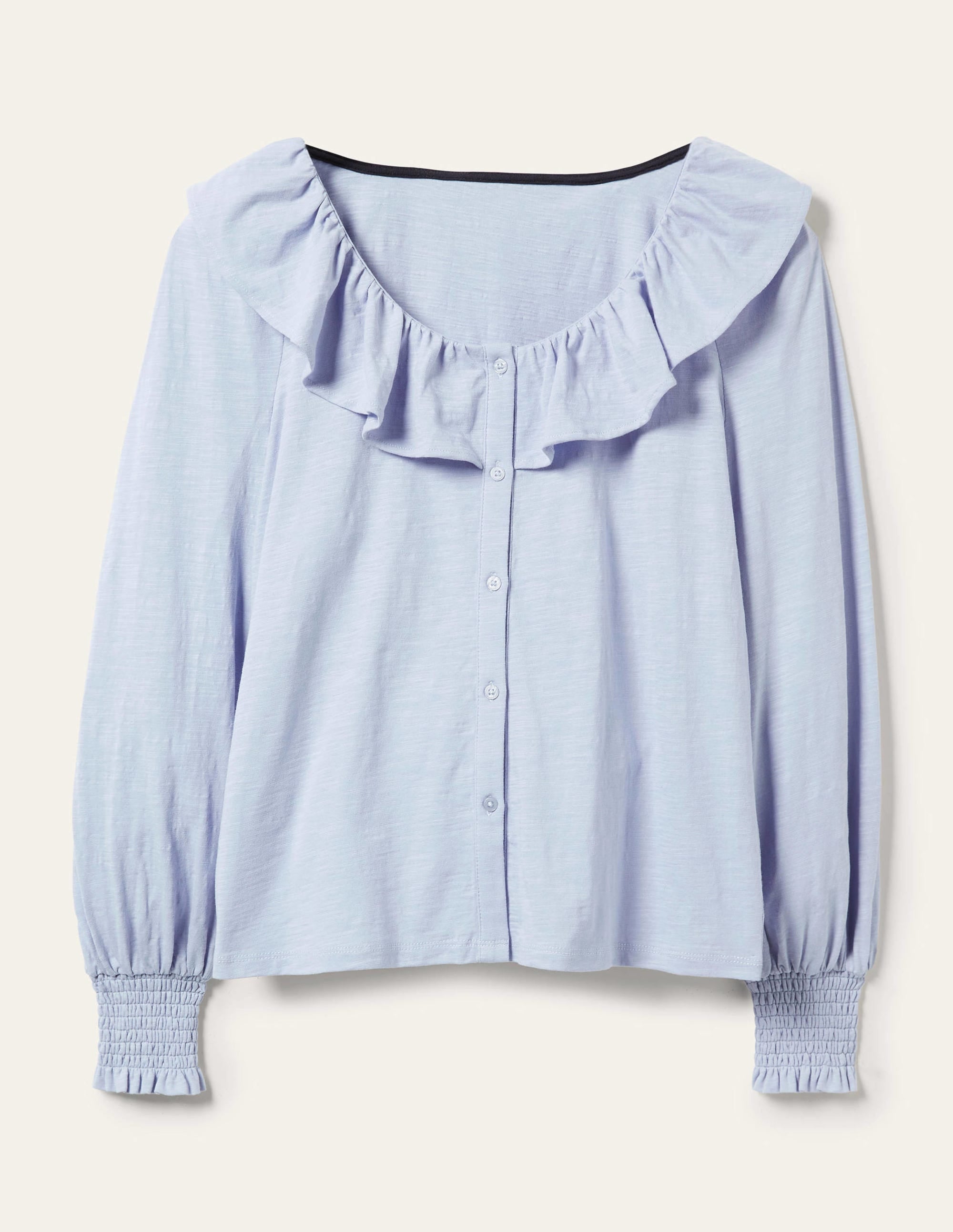 Scoop Frill Neck Jersey Top-Brunnera Blue - Image 9