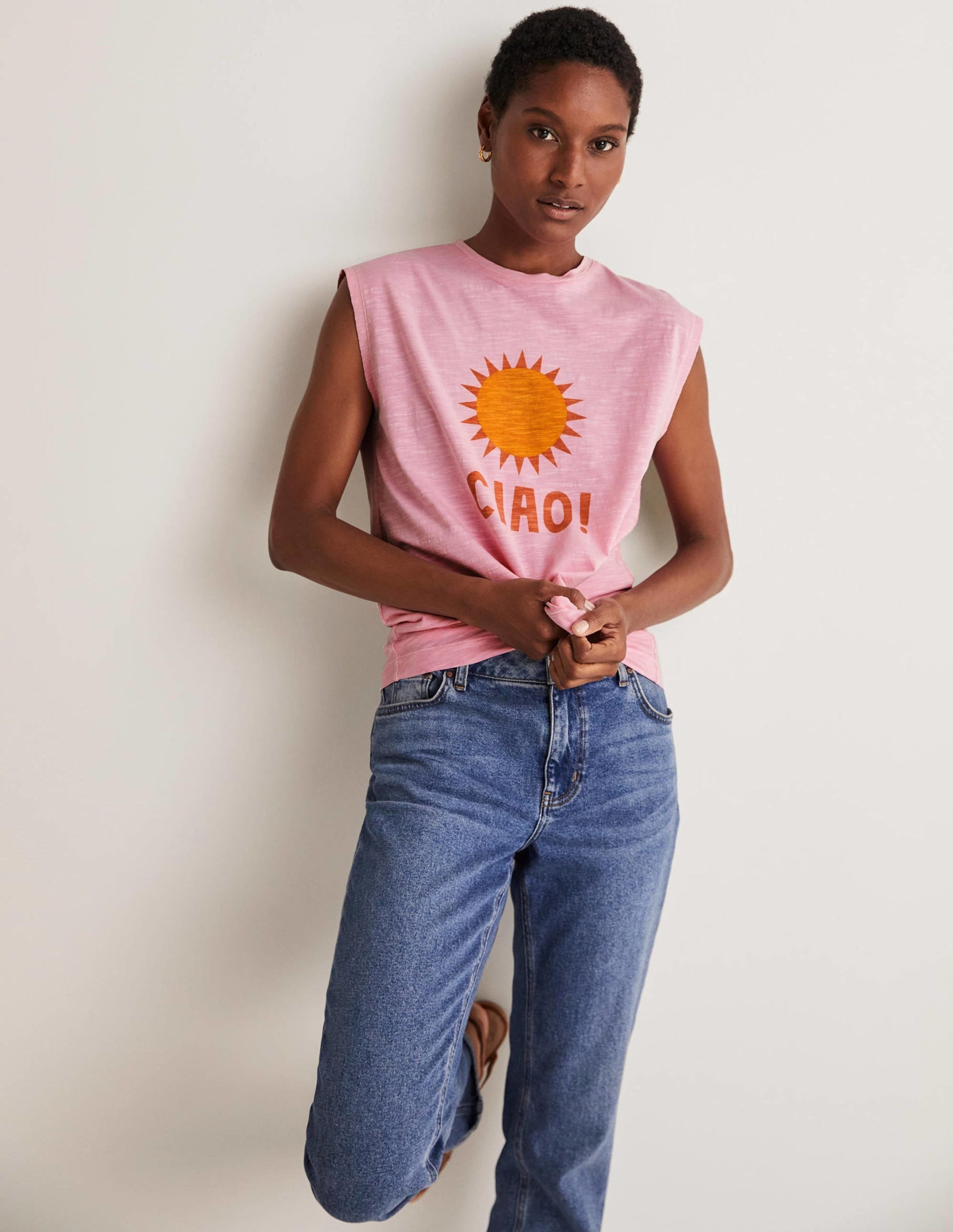 Grown On Sleeve Cotton T-shirt-Strawberry Daiquiri Pink-6