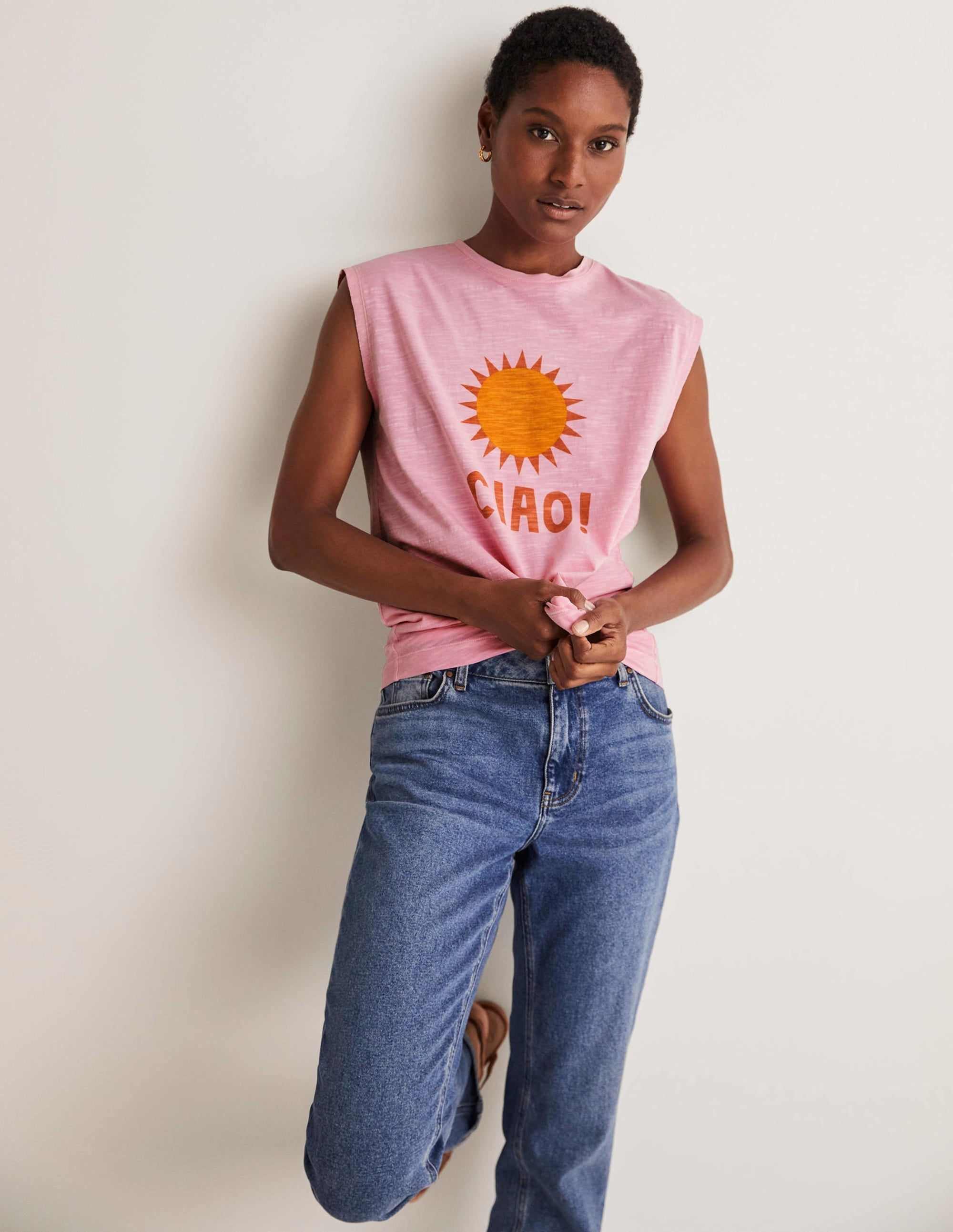Grown On Sleeve Cotton T-shirt-Strawberry Daiquiri Pink - Image 6
