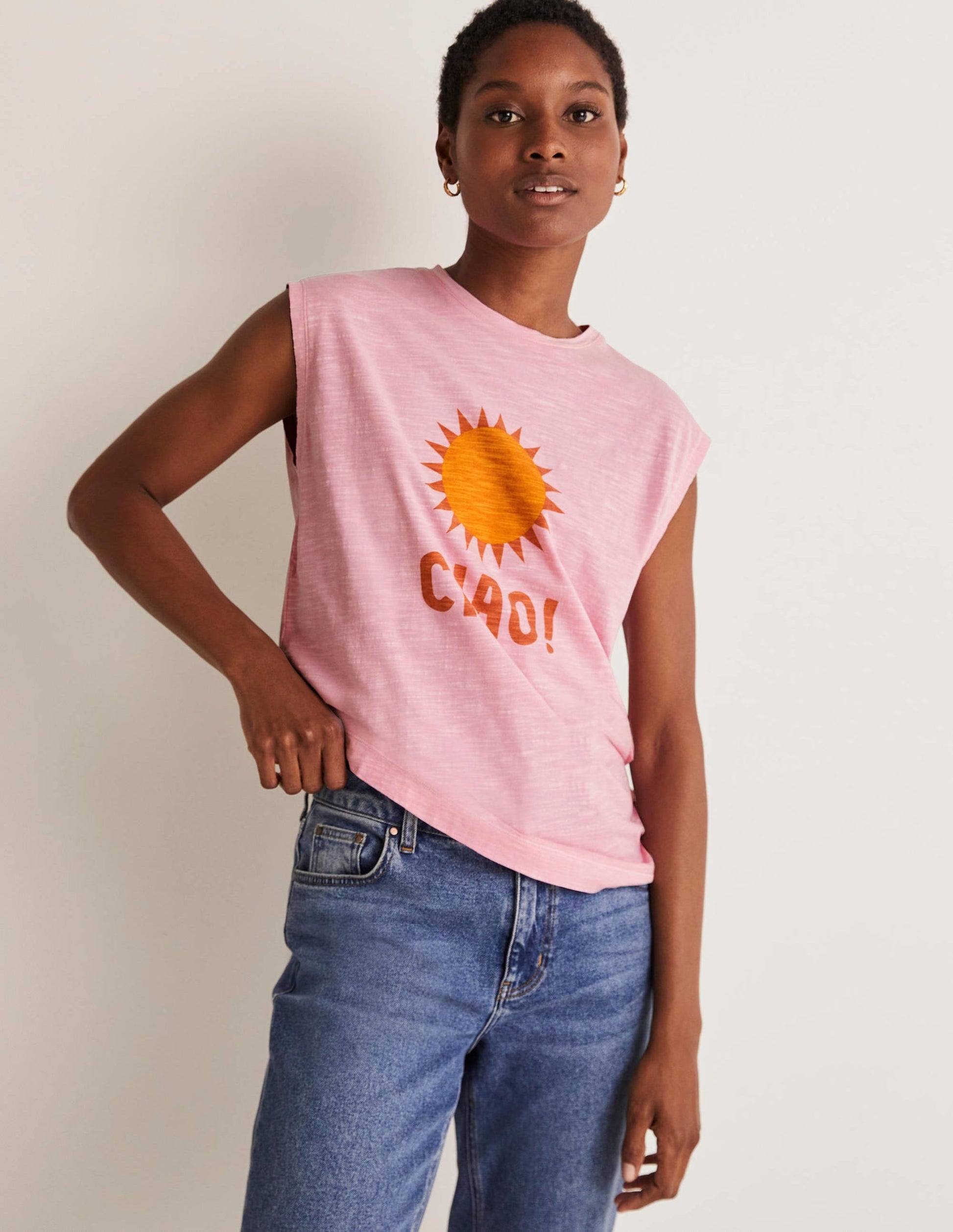 Grown On Sleeve Cotton T-shirt-Strawberry Daiquiri Pink-4