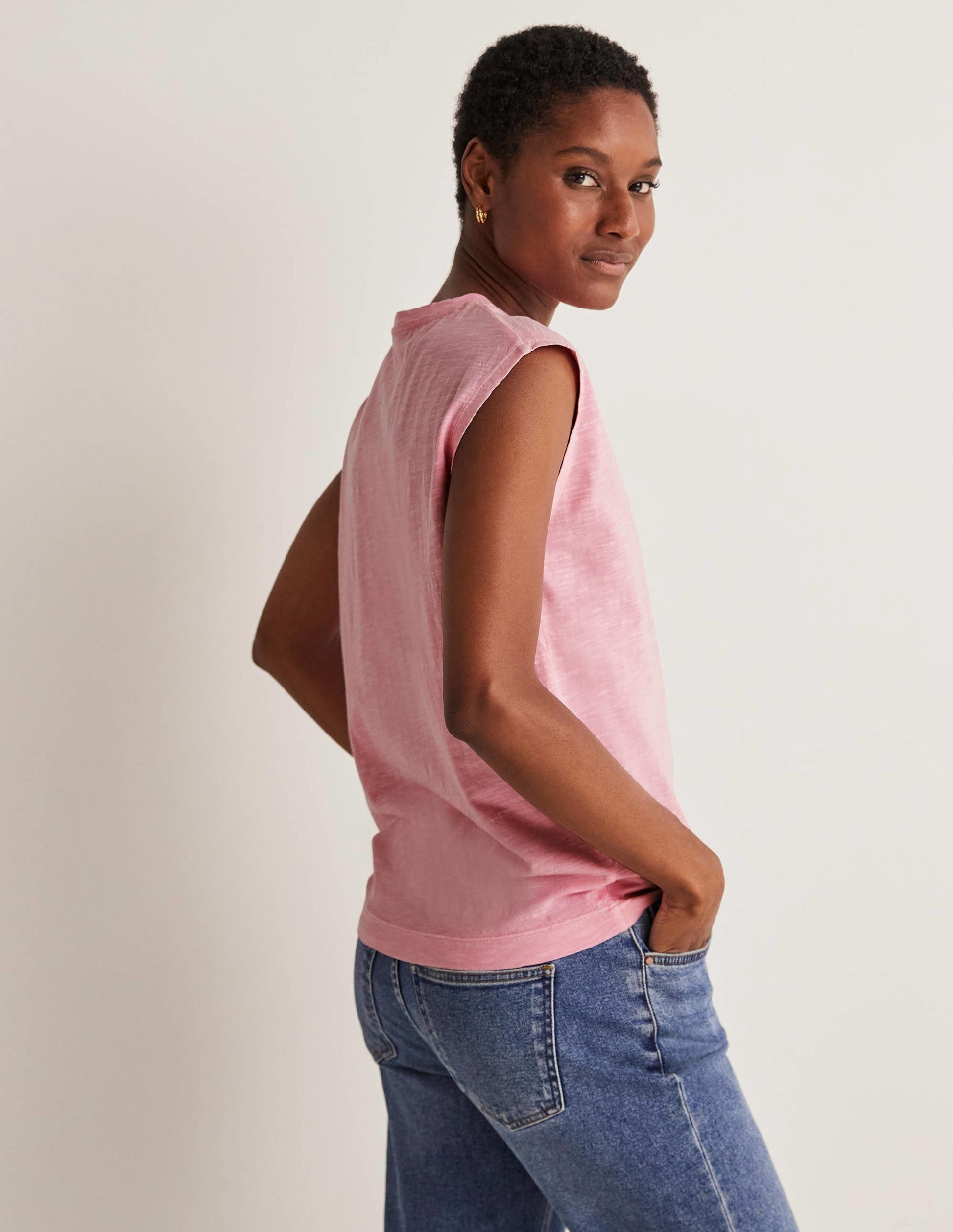 Grown On Sleeve Cotton T-shirt-Strawberry Daiquiri Pink-5