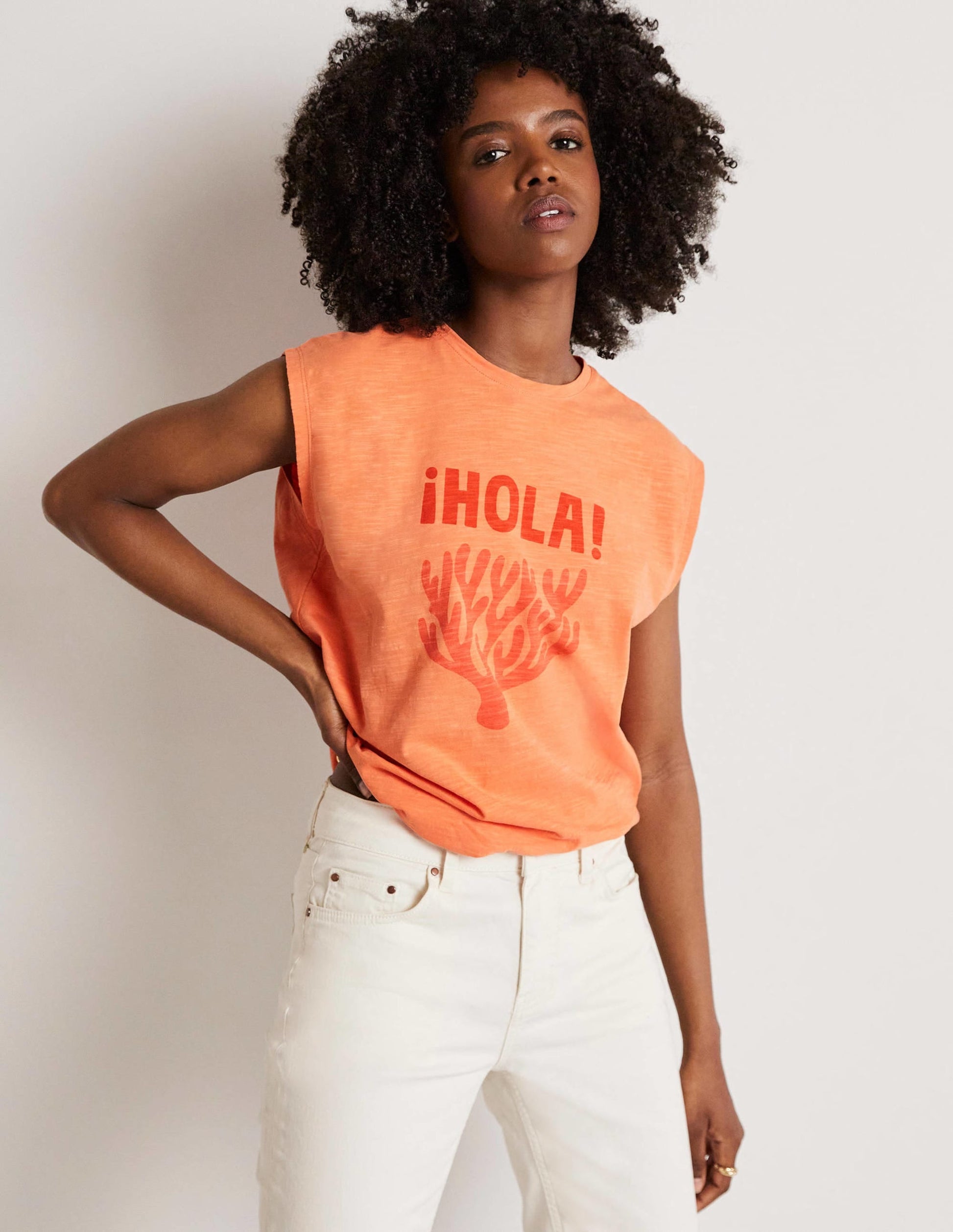 Grown On Sleeve Cotton T-shirt-Dusty Orange-6
