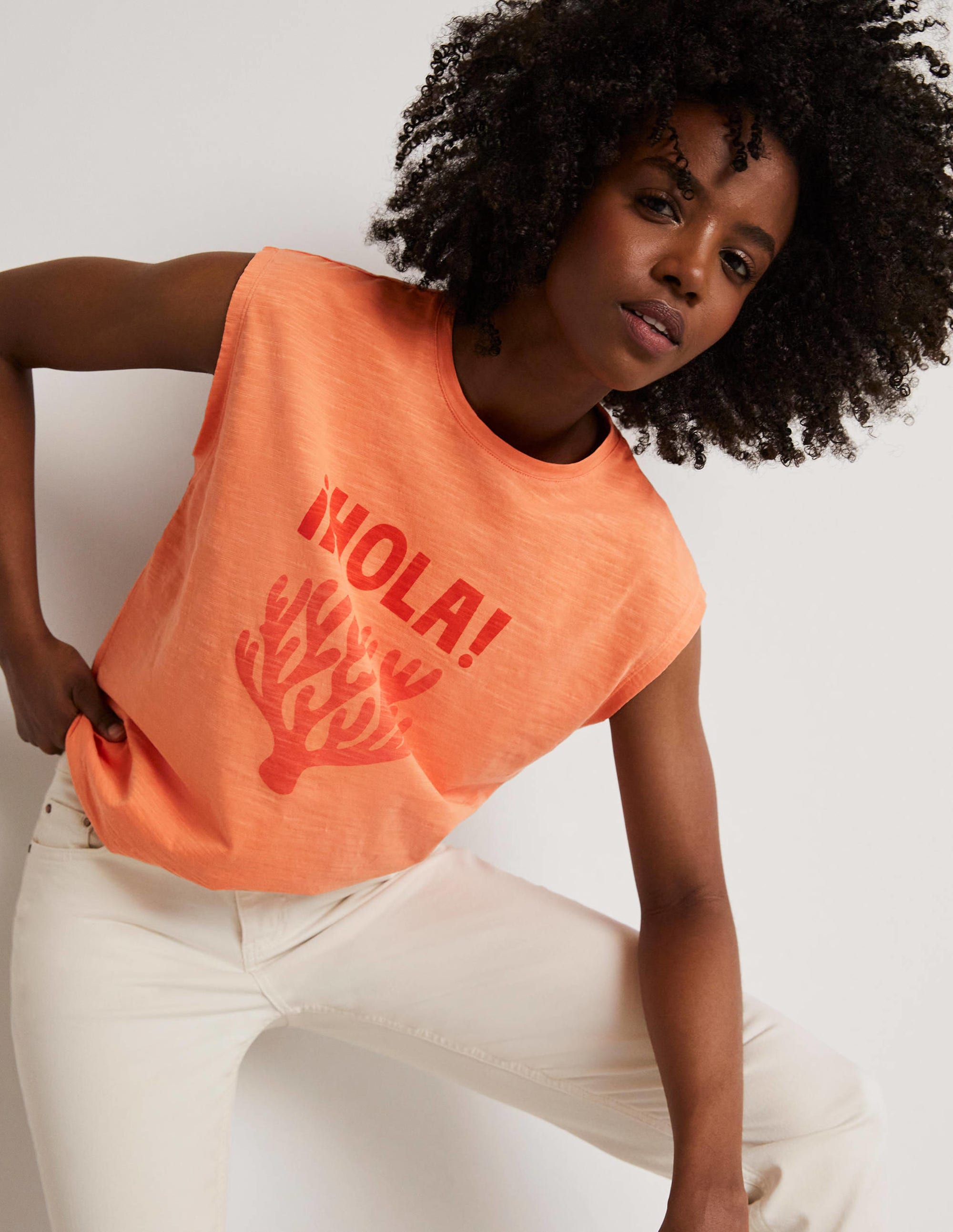 Grown On Sleeve Cotton T-shirt-Dusty Orange - Image 10