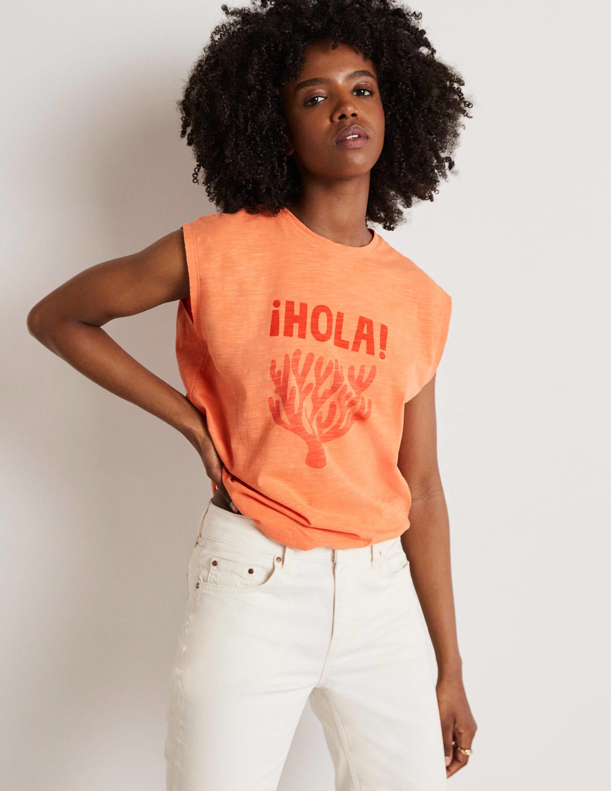 Grown On Sleeve Cotton T-shirt-Dusty Orange - Image 1