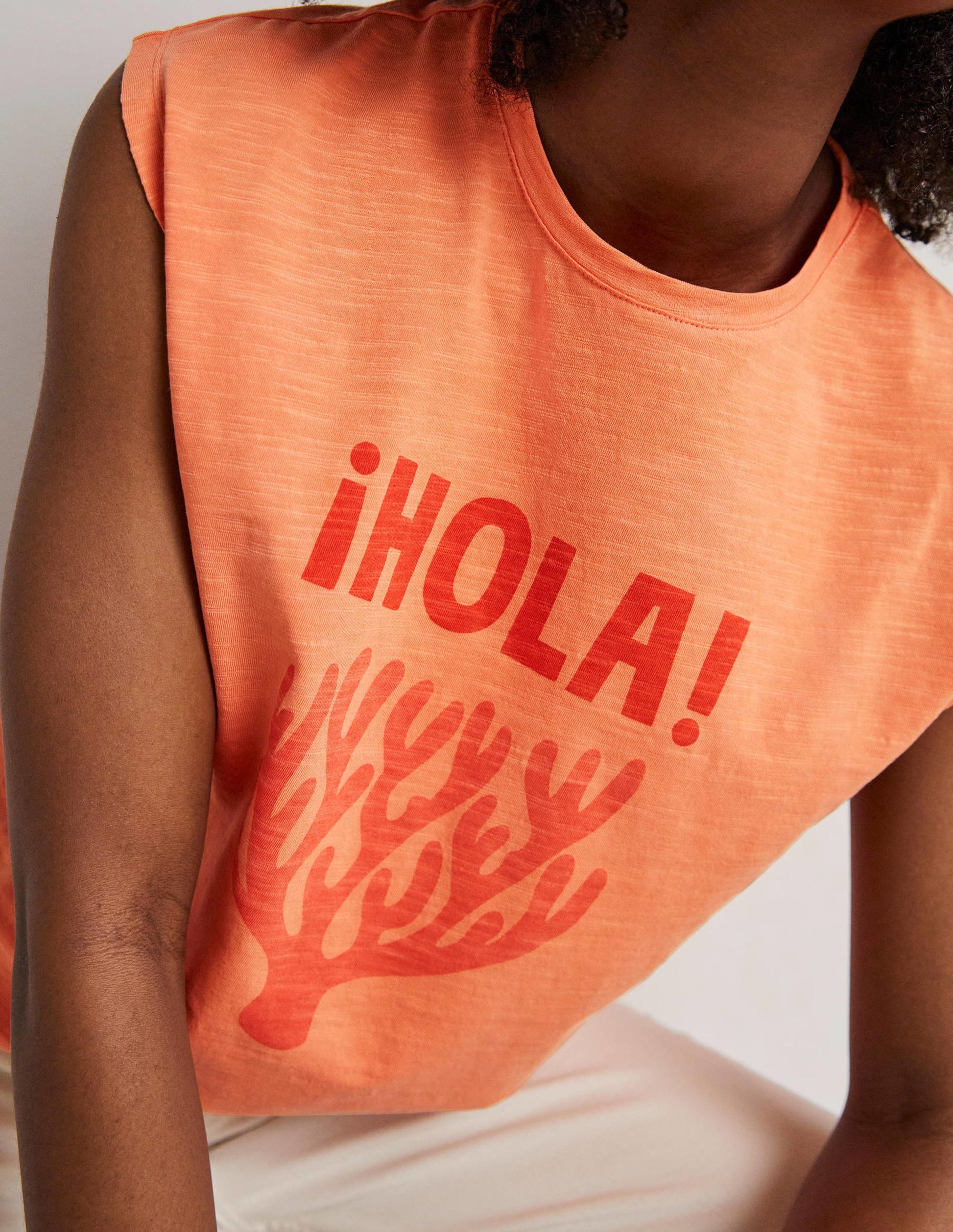 Grown On Sleeve Cotton T-shirt-Dusty Orange-2