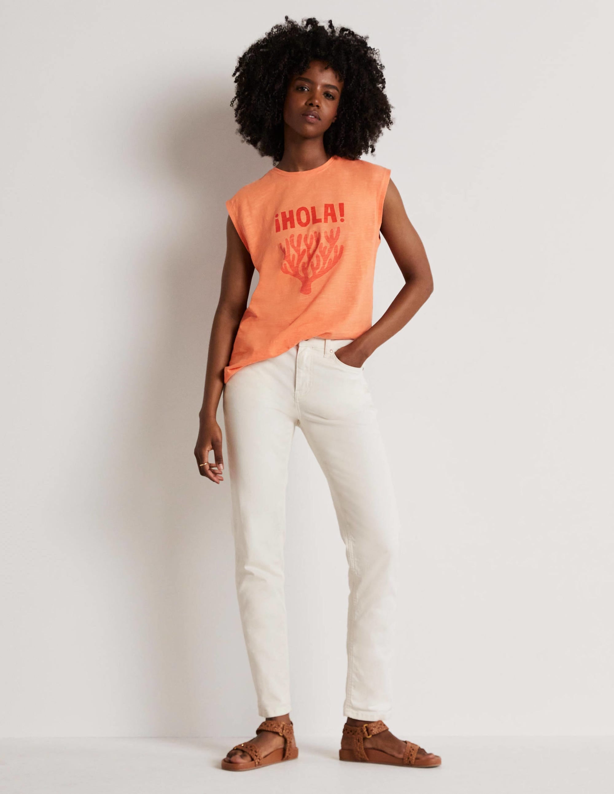Grown On Sleeve Cotton T-shirt-Dusty Orange - Image 4