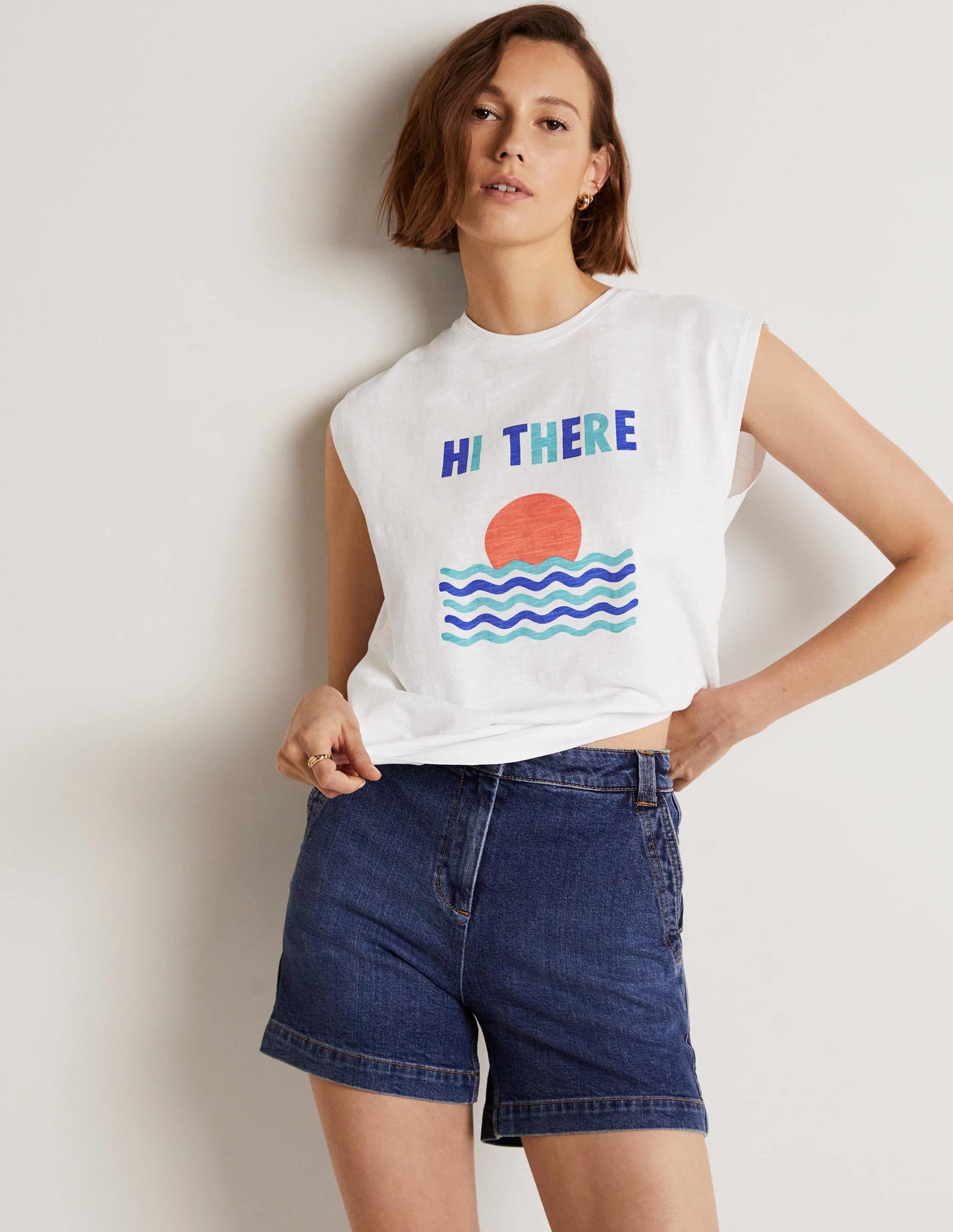 Grown On Sleeve Cotton T-shirt-White-5