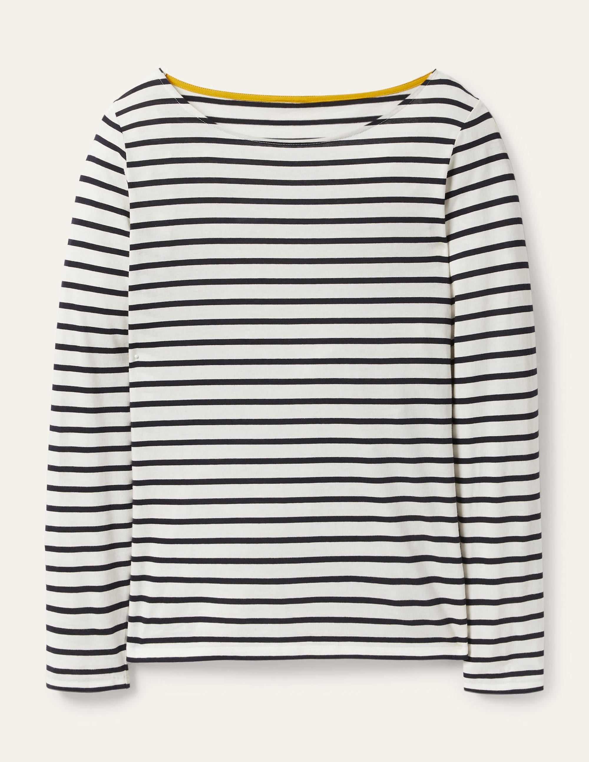 Ella Long Sleeve Breton-Ivory, Navy - Image 8