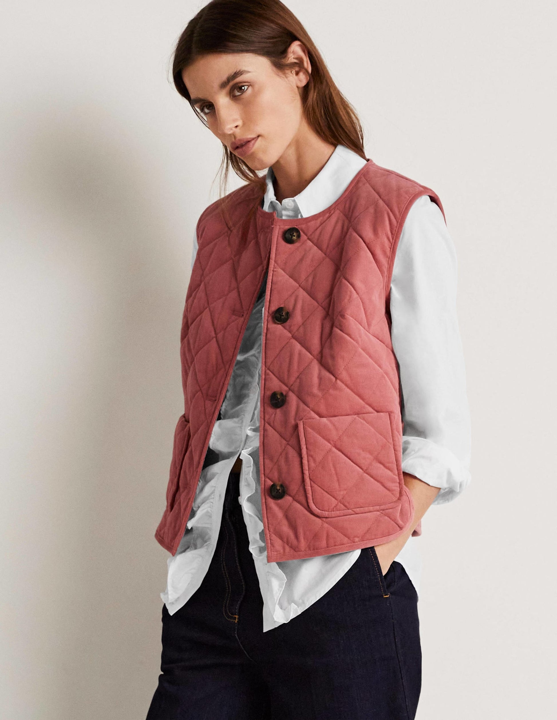 Ruffle Trim Collar Shirt-White-5