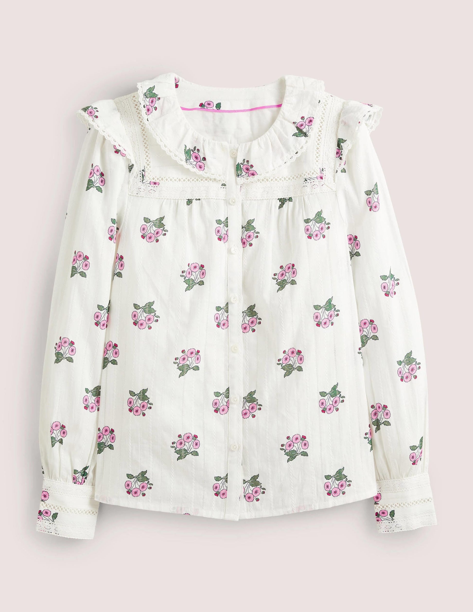Crochet Trim Blouse-Ivory, Wild Pansy-5