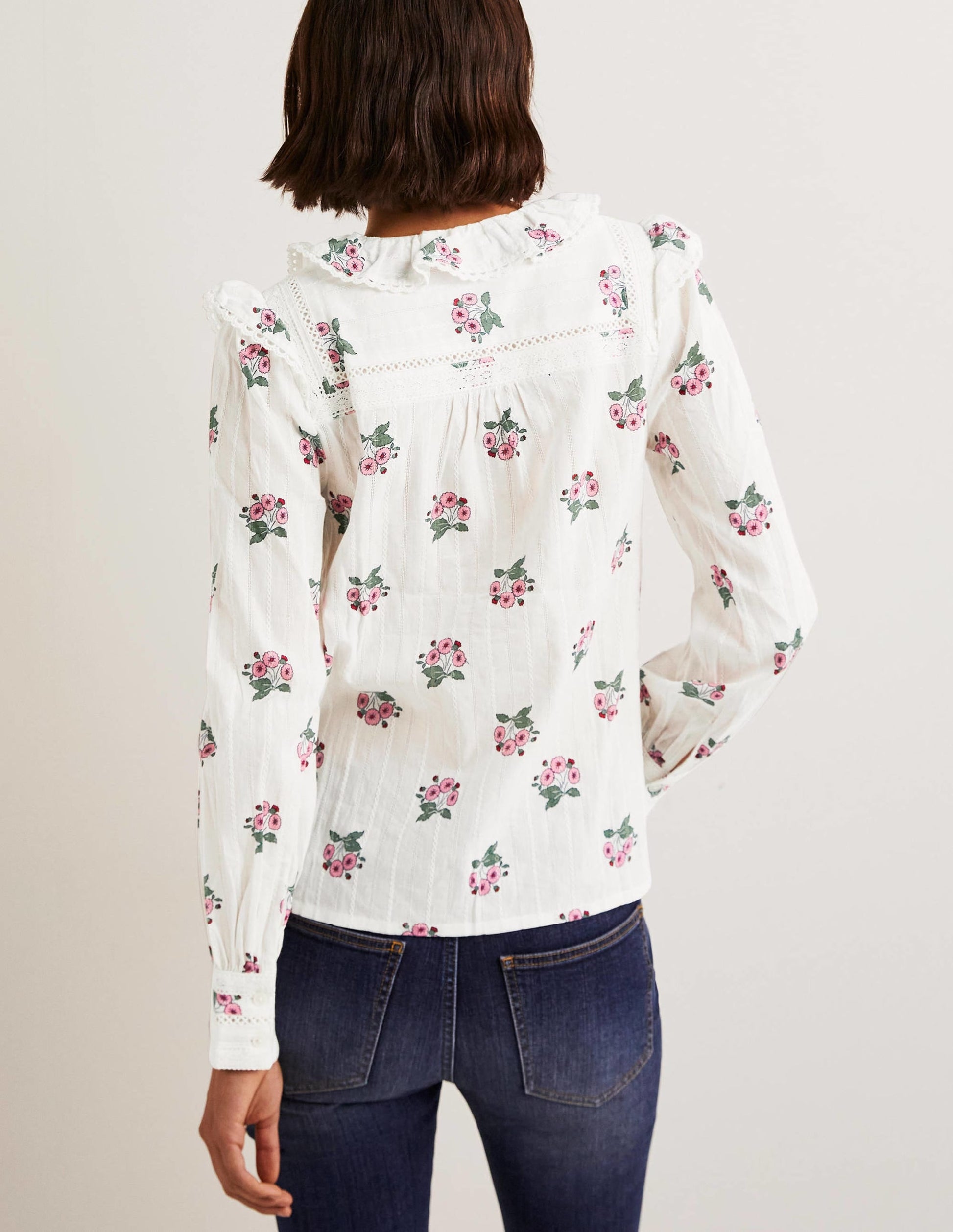 Crochet Trim Blouse-Ivory, Wild Pansy-3