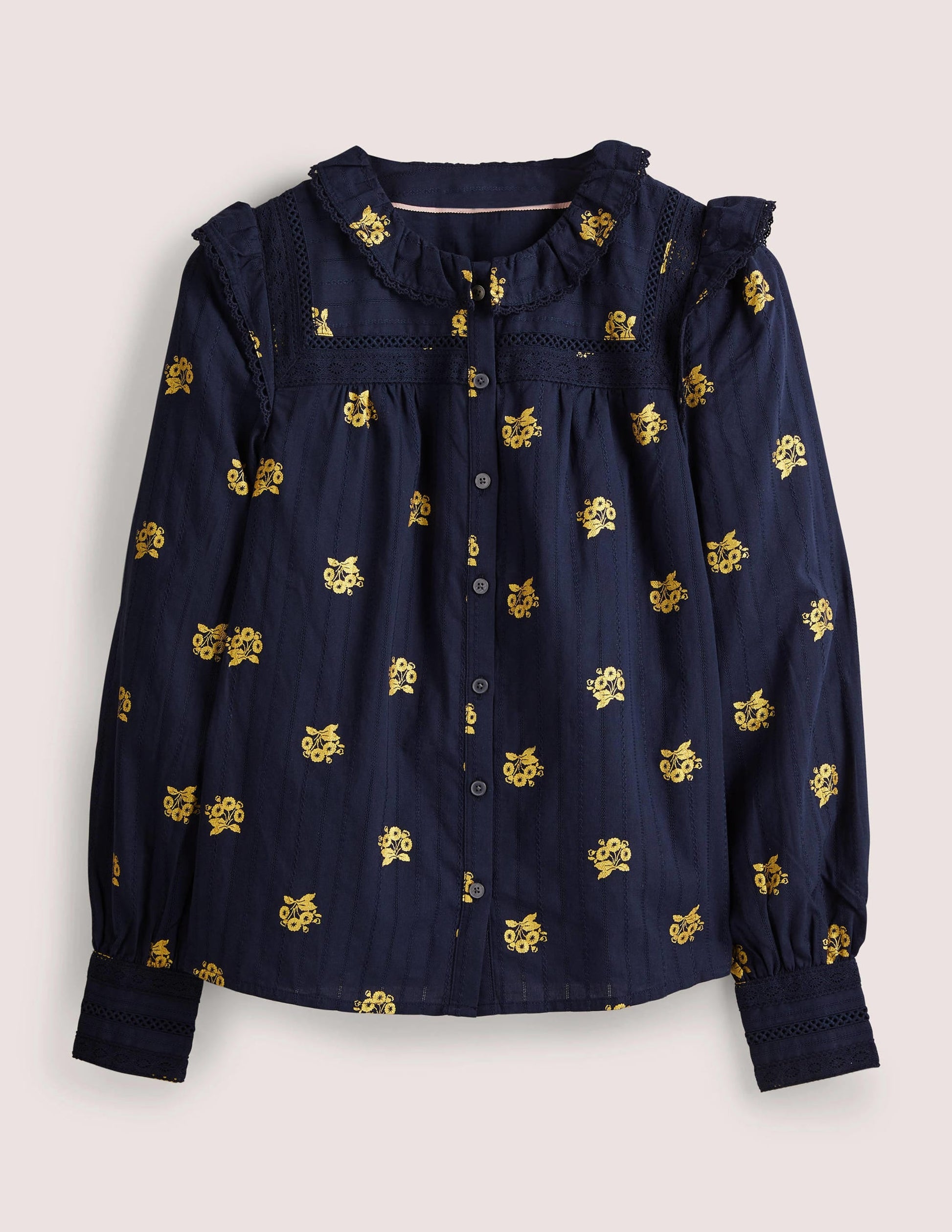 Crochet Trim Blouse-Navy, Wild Pansy-5