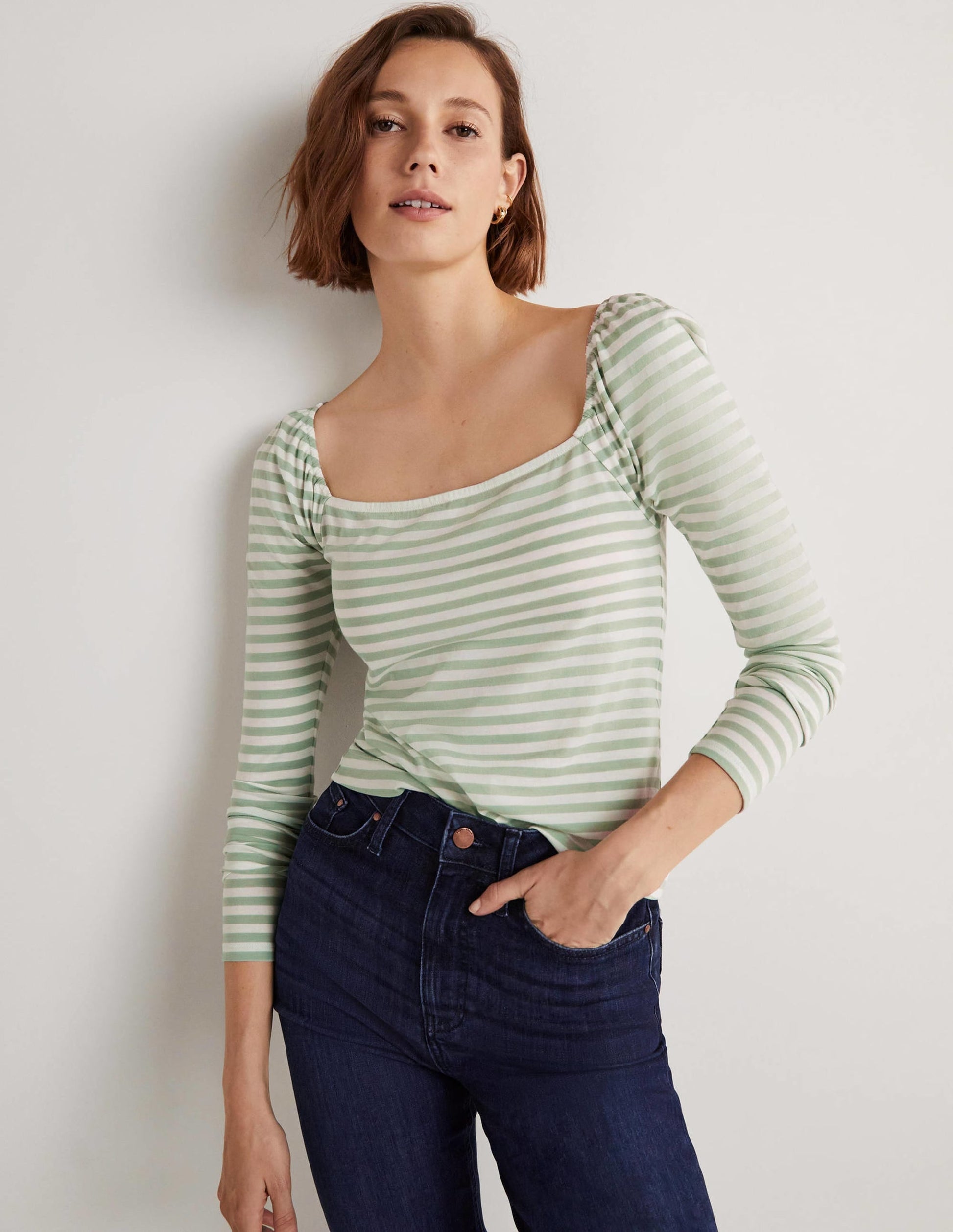 Square Neck Jersey Top-Jadeite Green-5