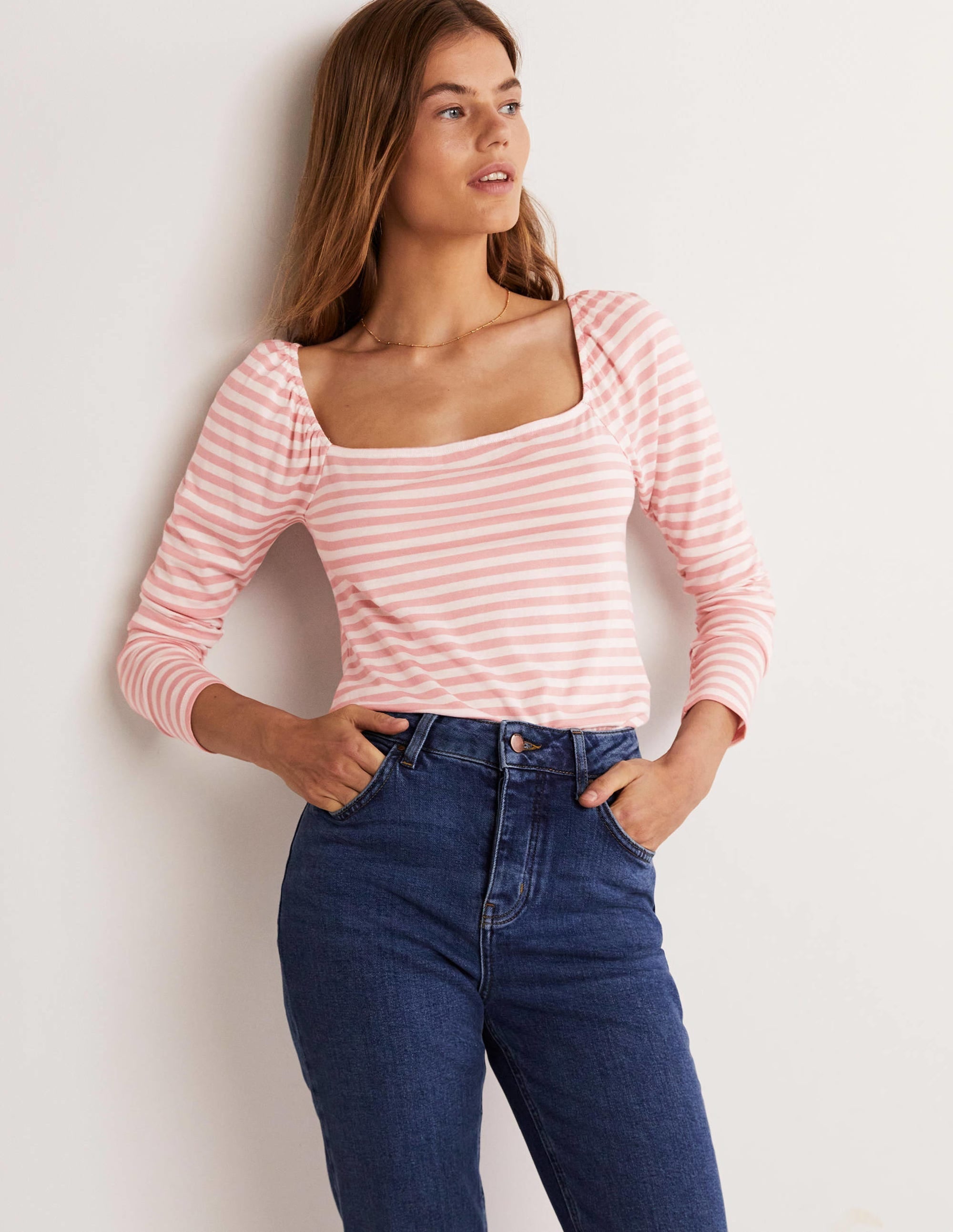 Square Neck Jersey Top-Almond Blossom Pink - Image 6