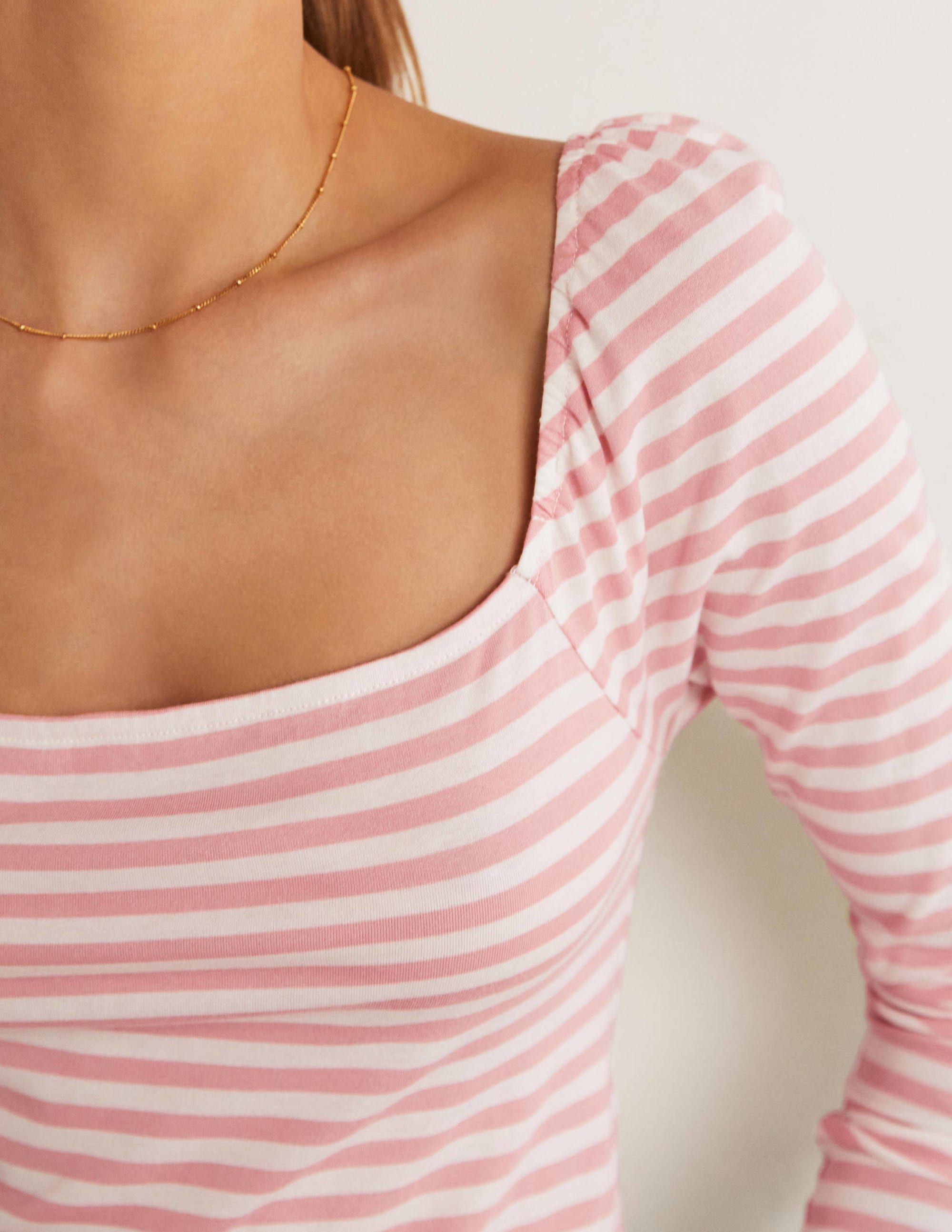 Square Neck Jersey Top-Almond Blossom Pink - Image 2