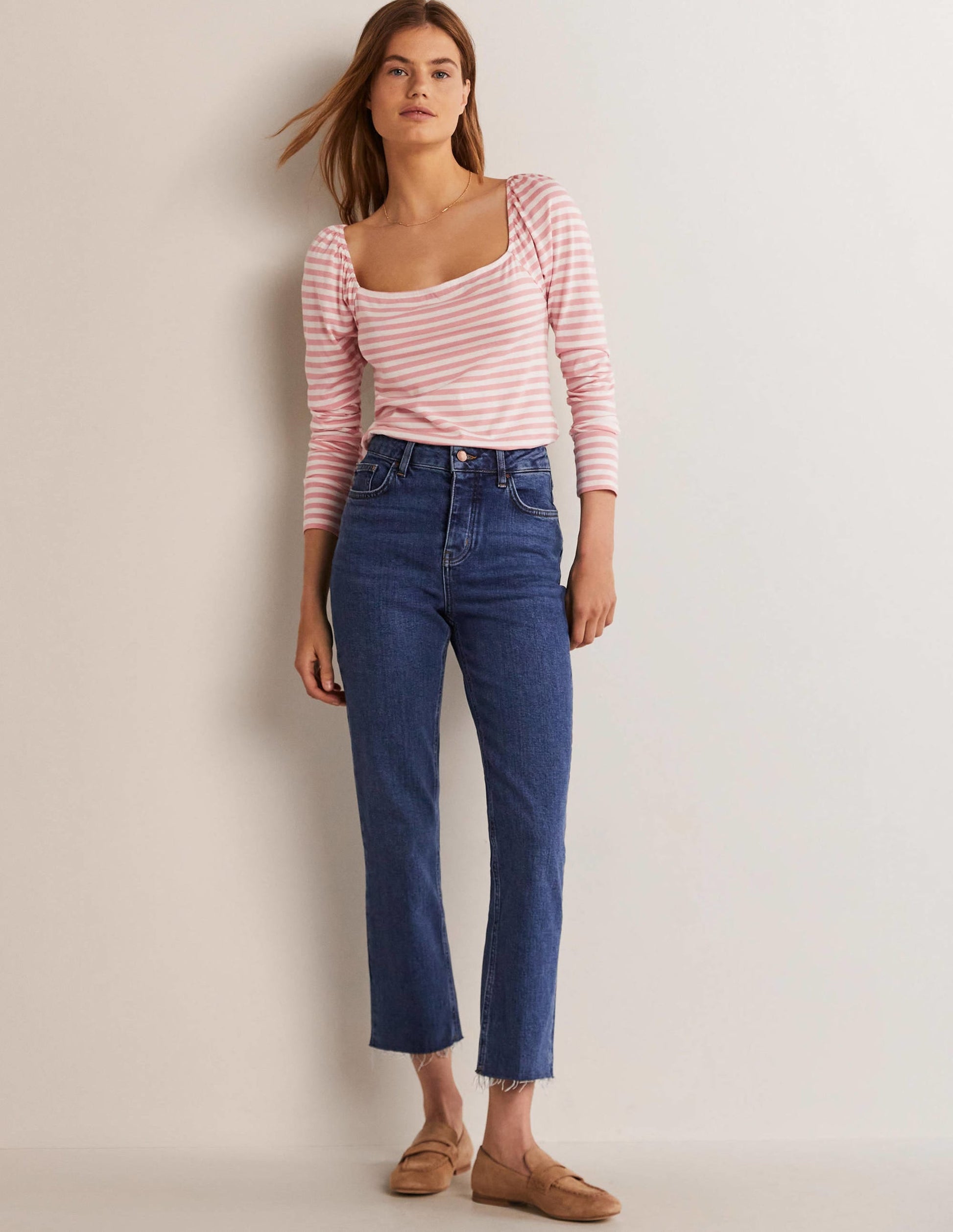 Square Neck Jersey Top-Almond Blossom Pink-5