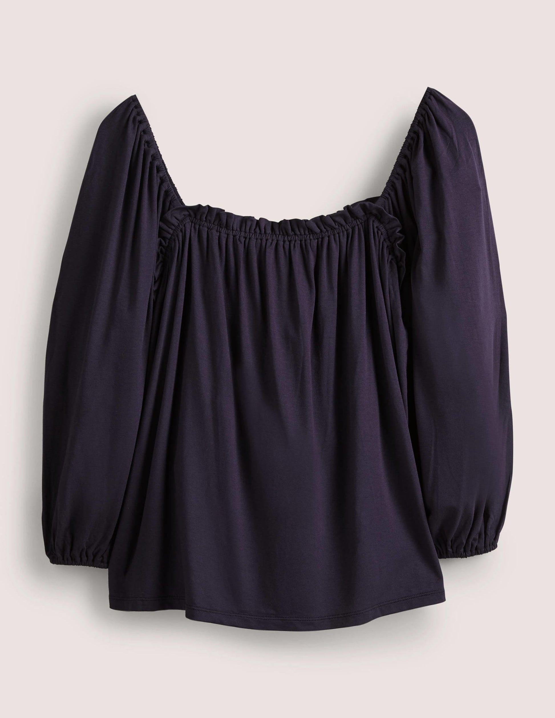 Square Neck Swing Jersey Top-Navy-5