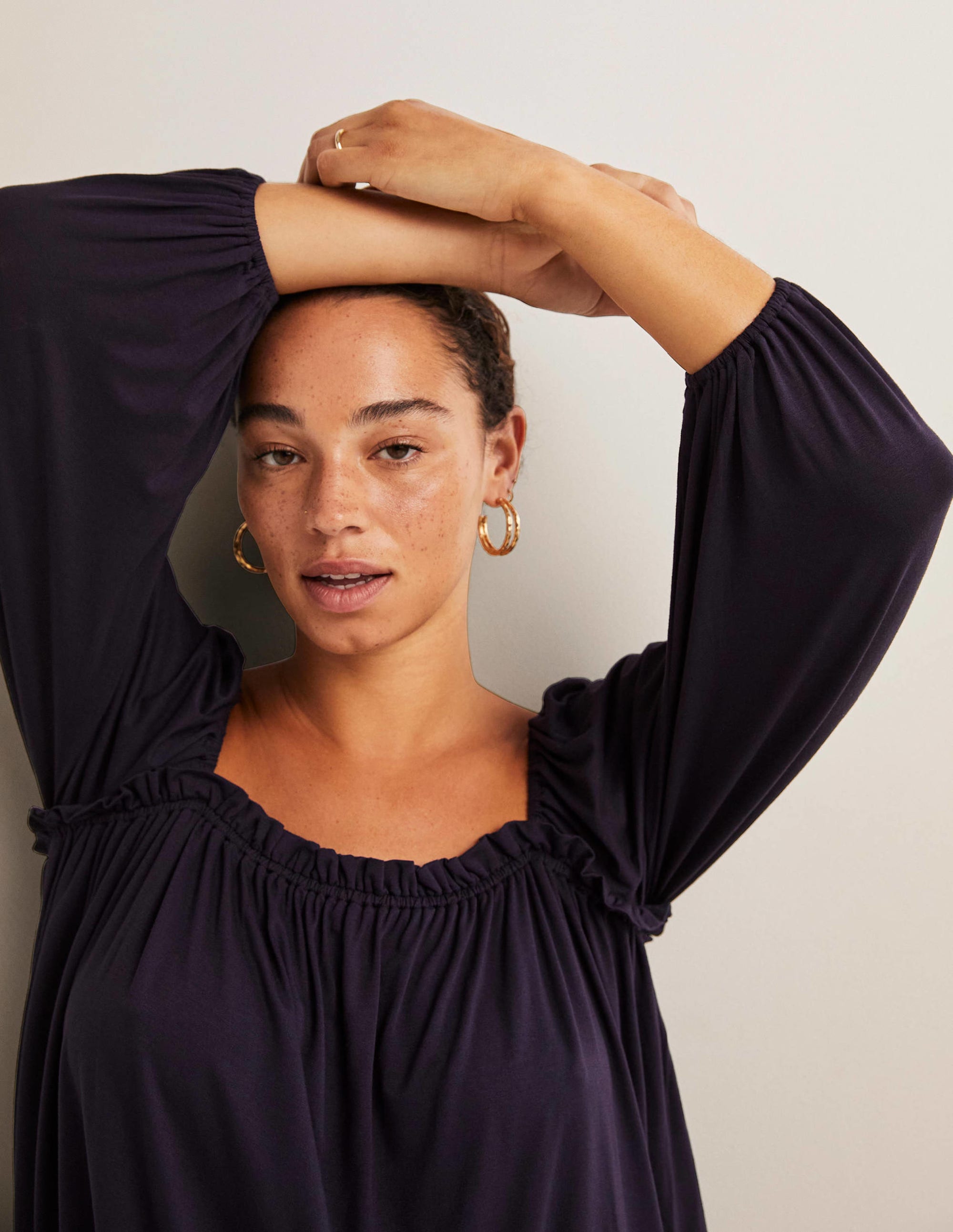 Square Neck Swing Jersey Top-Navy - Image 4