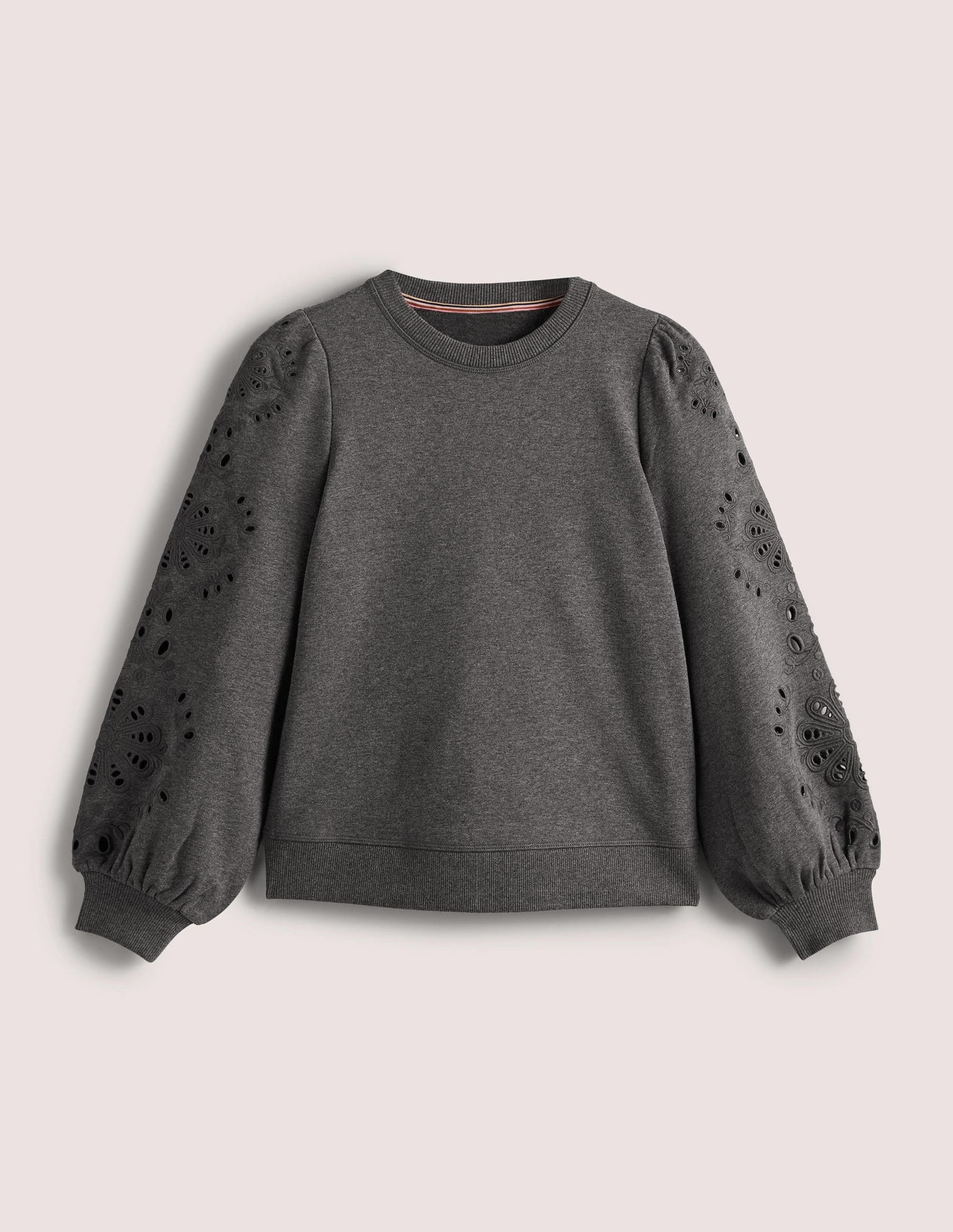 Blouson Sleeve Sweatshirt-Charcoal Marl - Image 5