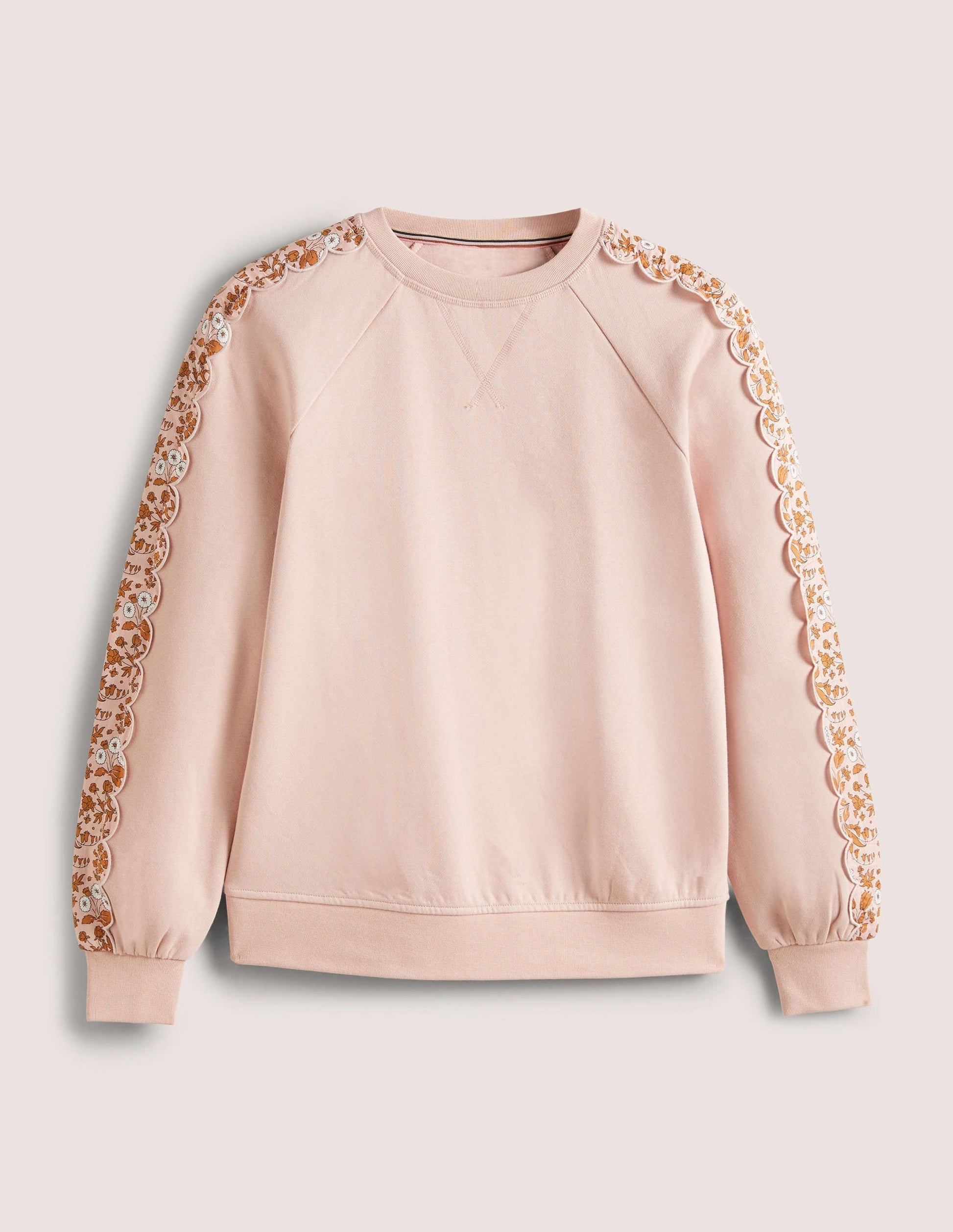 Scallop Detail Sweatshirt-Milkshake, Wild Flower-5