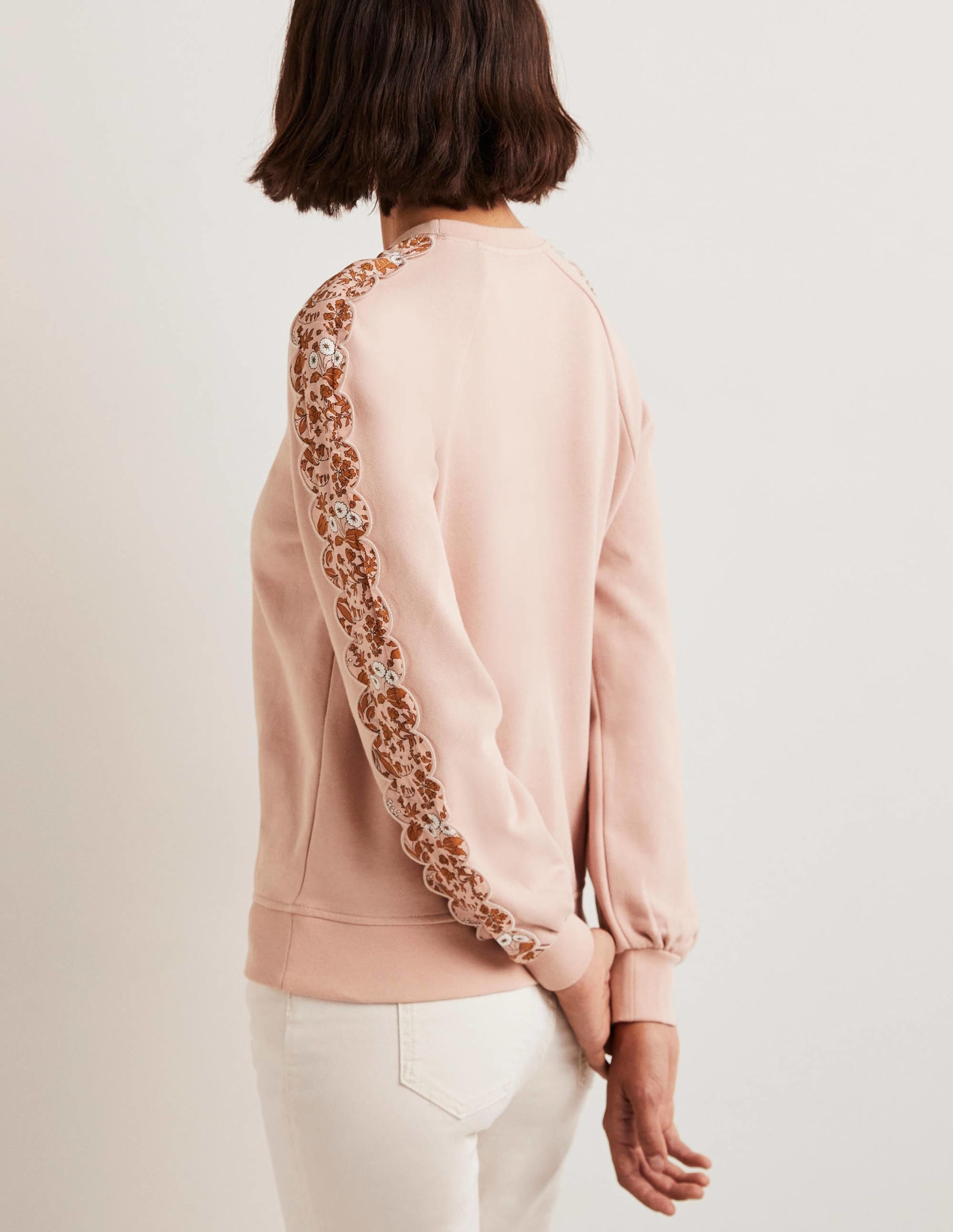 Scallop Detail Sweatshirt-Milkshake, Wild Flower - Image 3