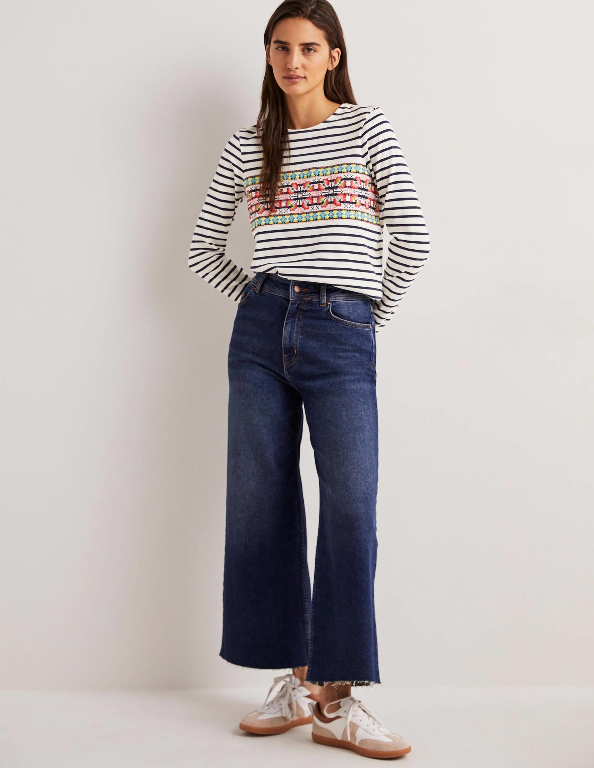 Embroidered Breton Top-Ivory/Navy, Multi Embroidery-4