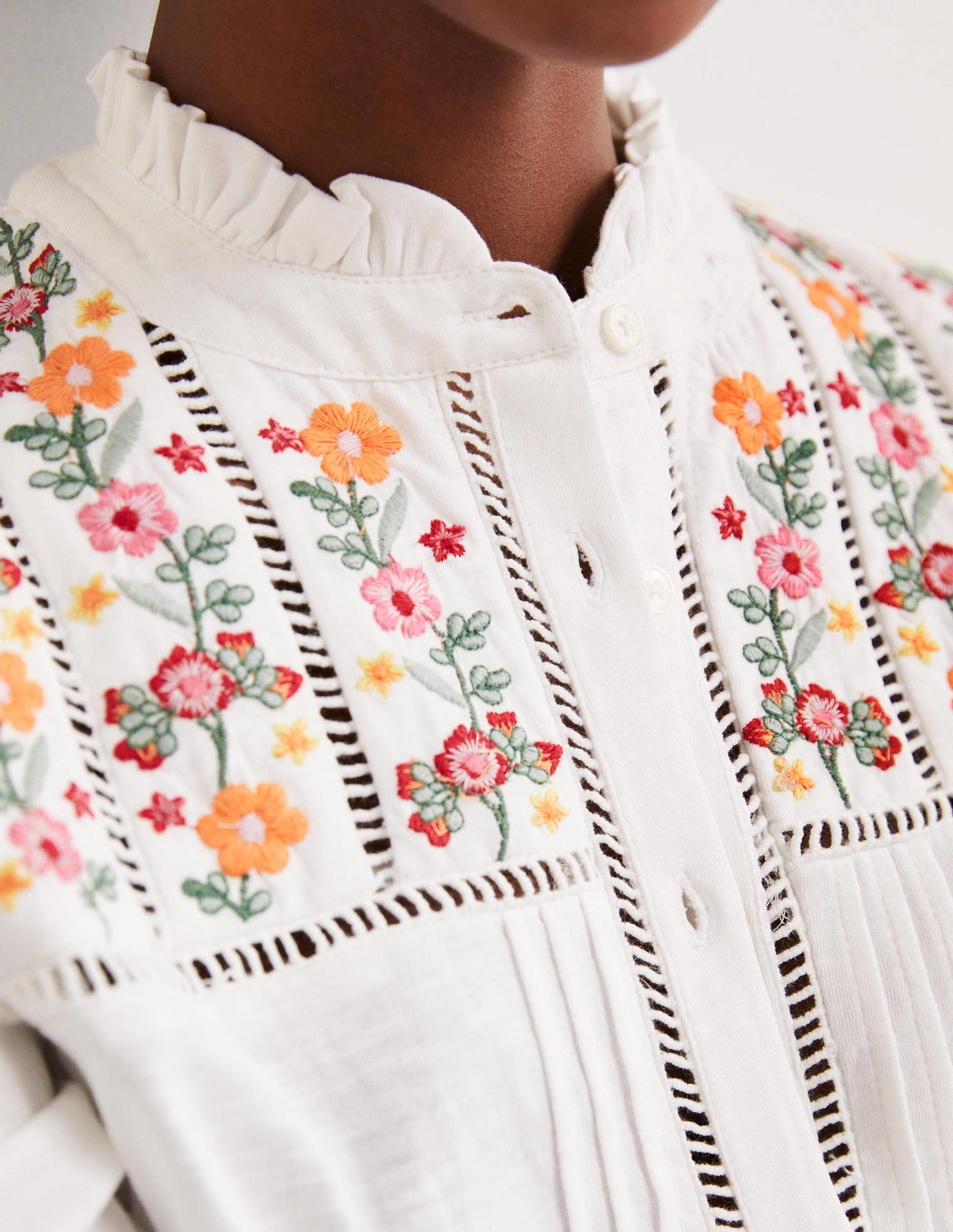 Embroidered Jersey Shirt-White-2