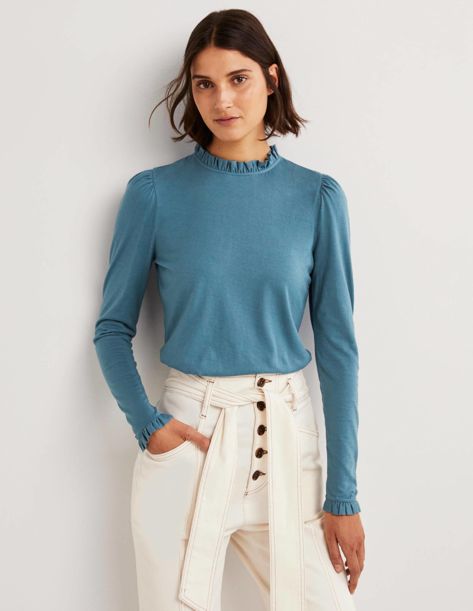 Supersoft Frill Detail Top-Corporal Blue-4