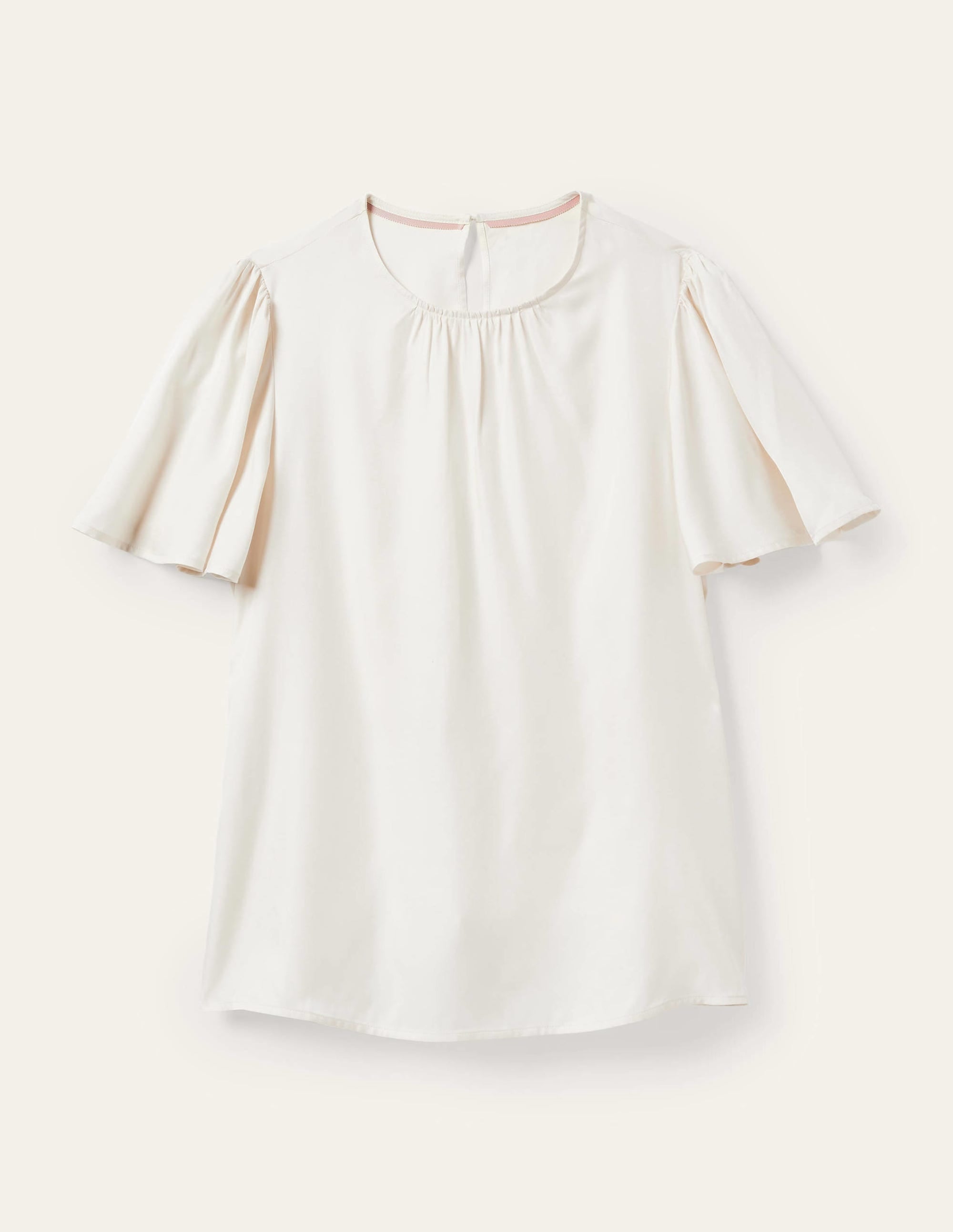 Flutter Sleeve Crew Neck Top-Ivory - Image 9
