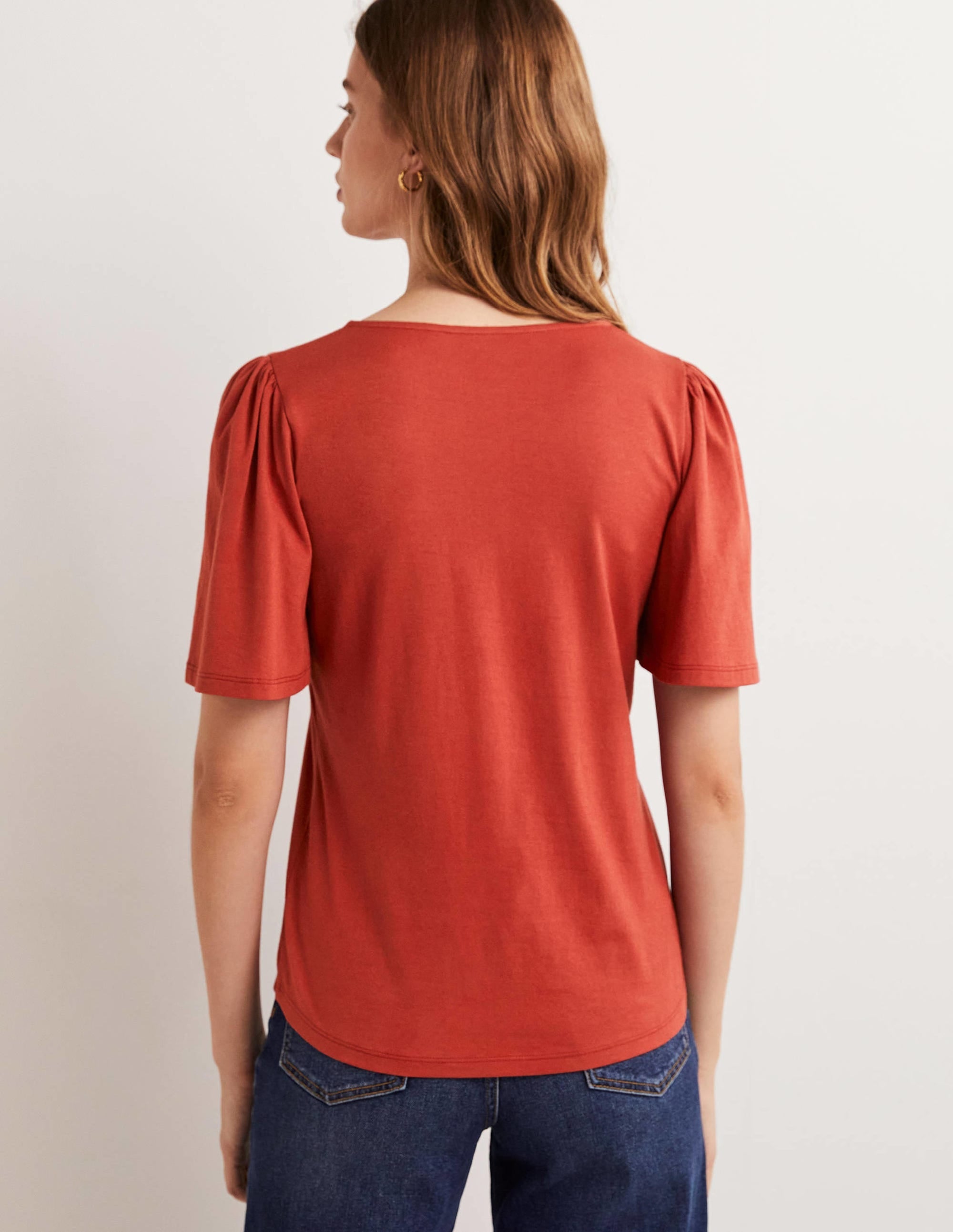 Supersoft Flutter Sleeve Top-Chilli Oil Red - Image 3