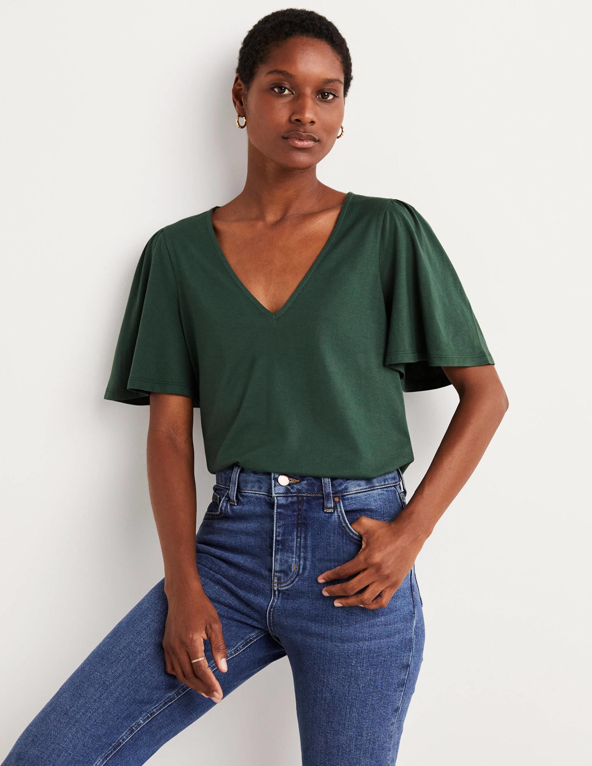 Supersoft Flutter Sleeve Top-Trekking Green - Image 4
