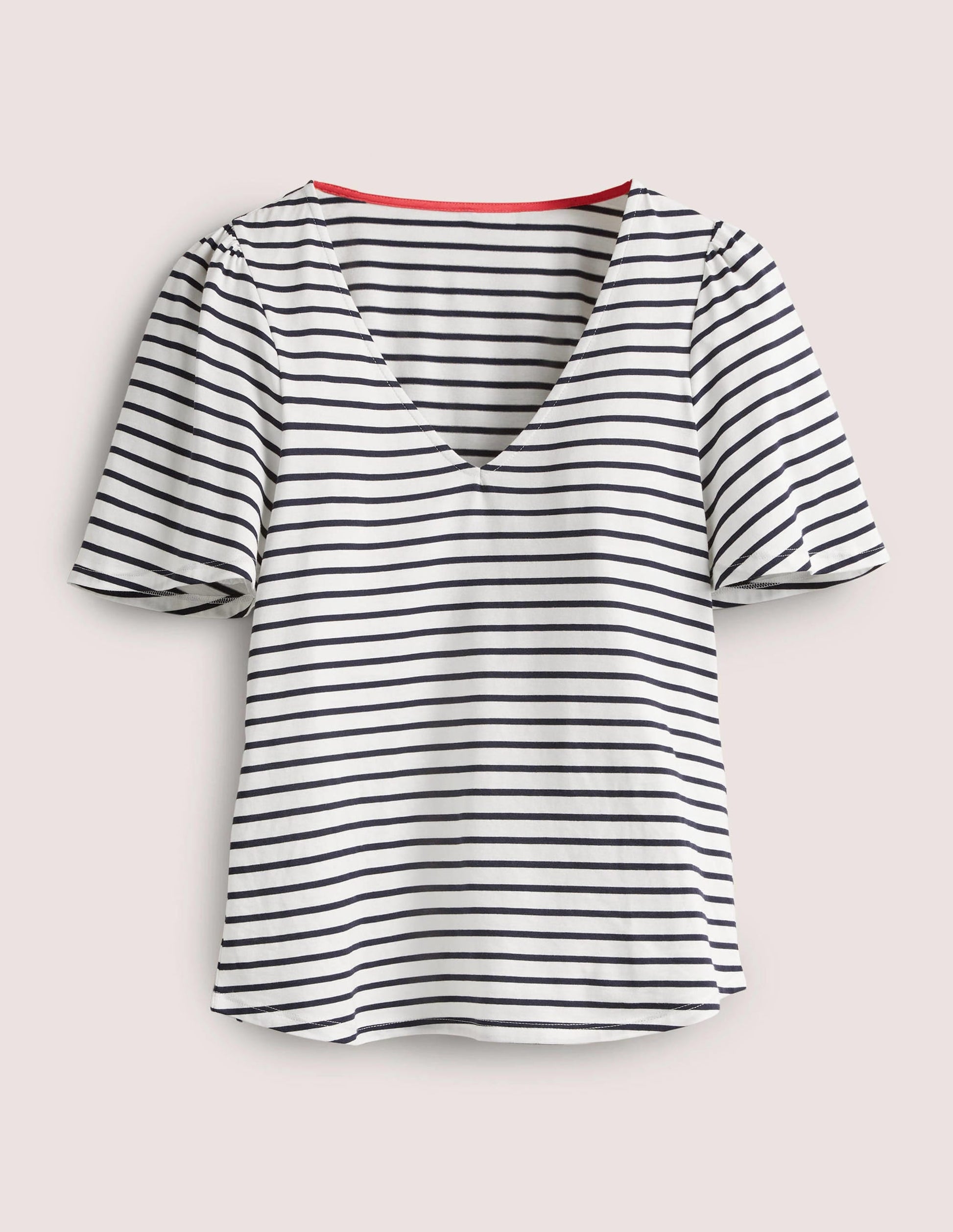 Supersoft Flutter Sleeve Top-Ivory / Navy Stripe-5