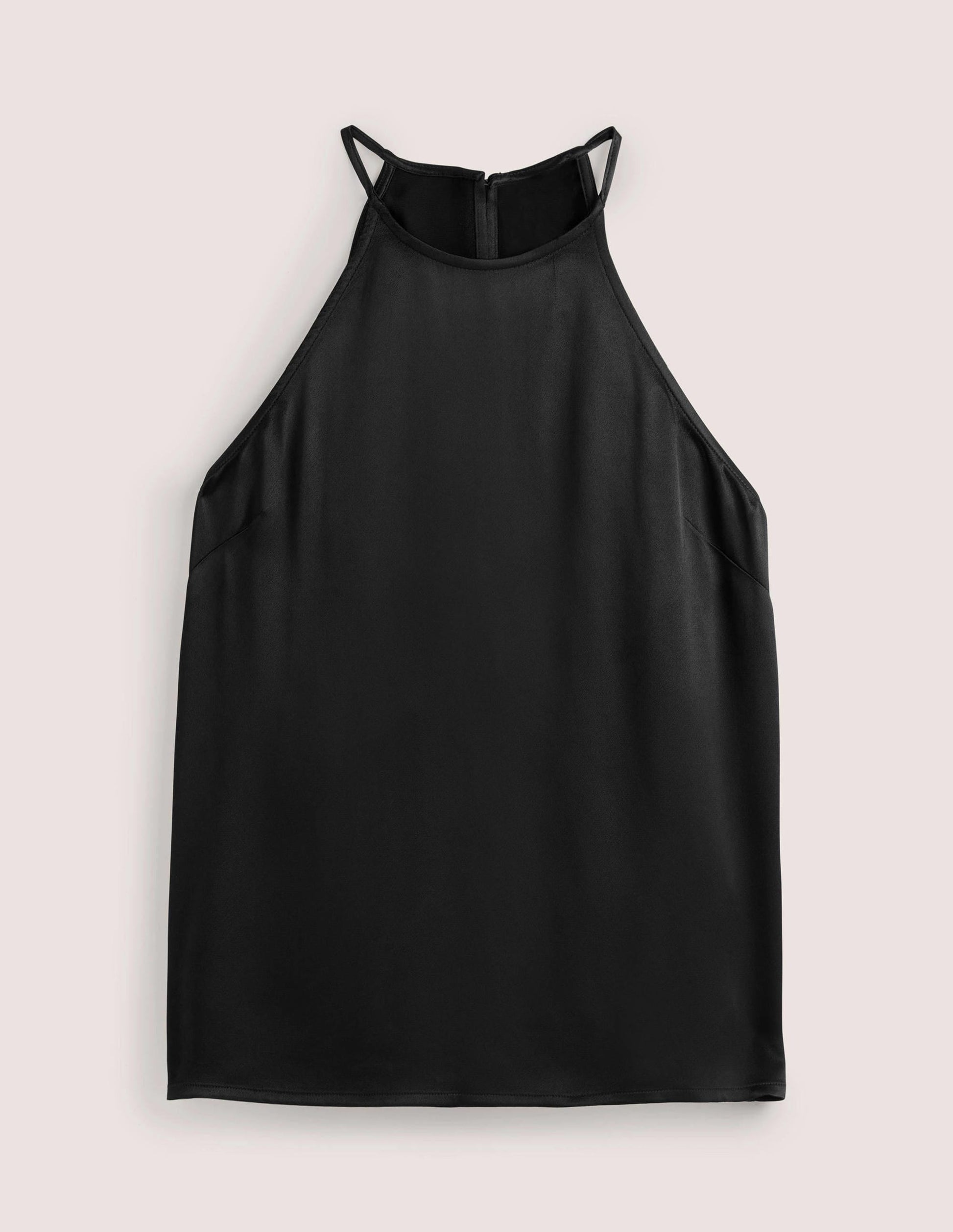 Strappy Halterneck Satin Top-Black-5