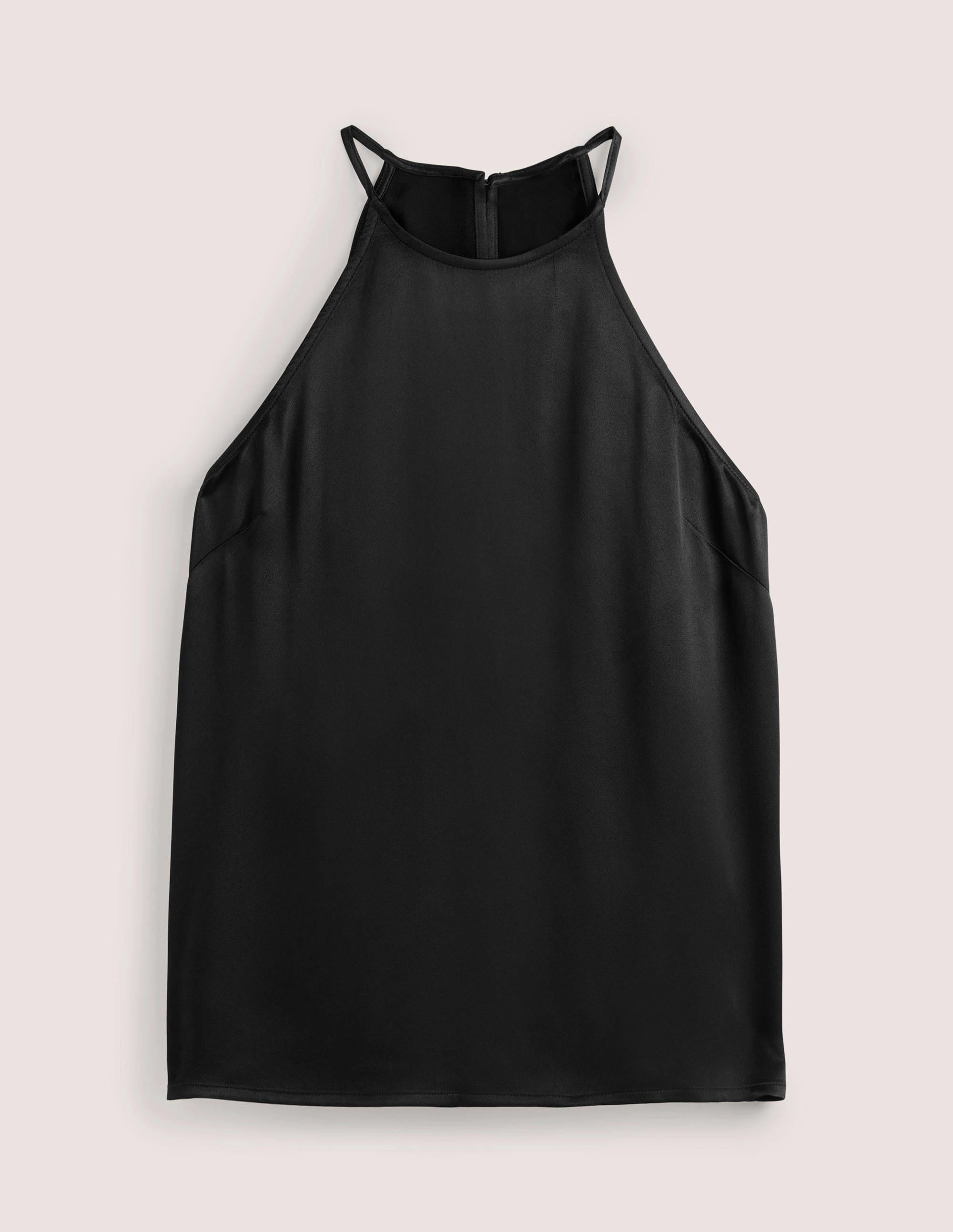 Strappy Halterneck Satin Top-Black - Image 5
