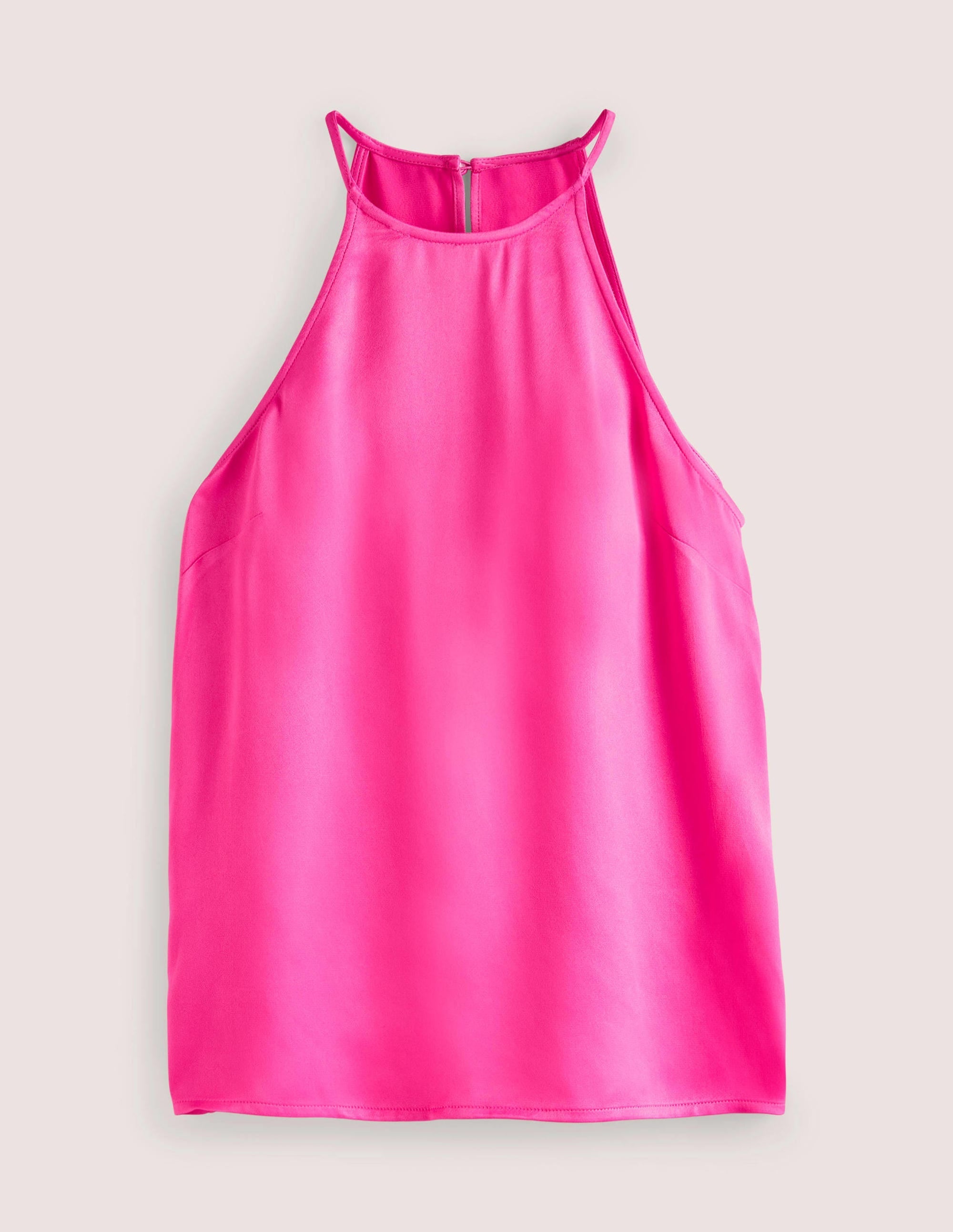 Strappy Halterneck Satin Top-Watermelon Pink - Image 7