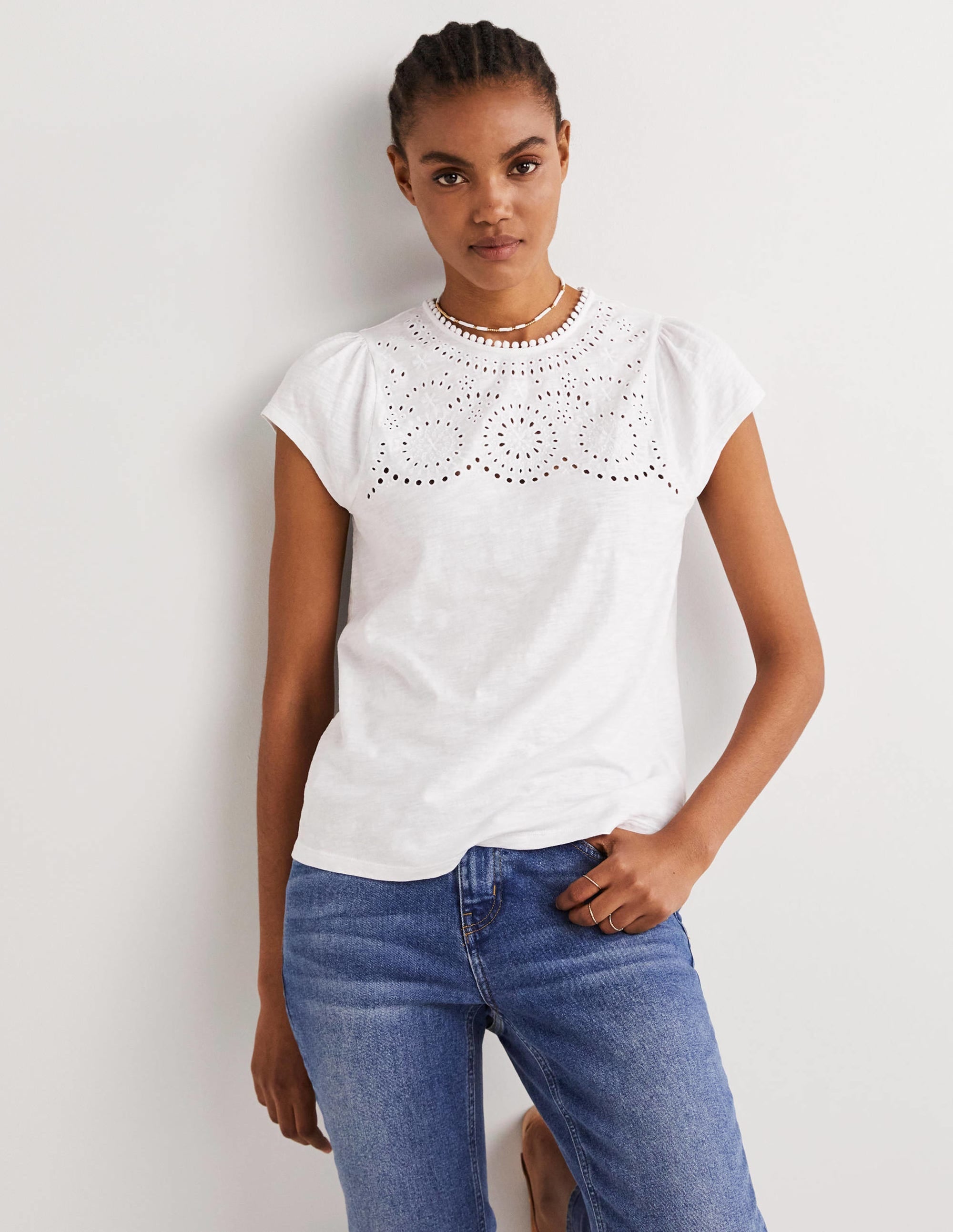 Cutwork Flutter T-Shirt-White - Image 1