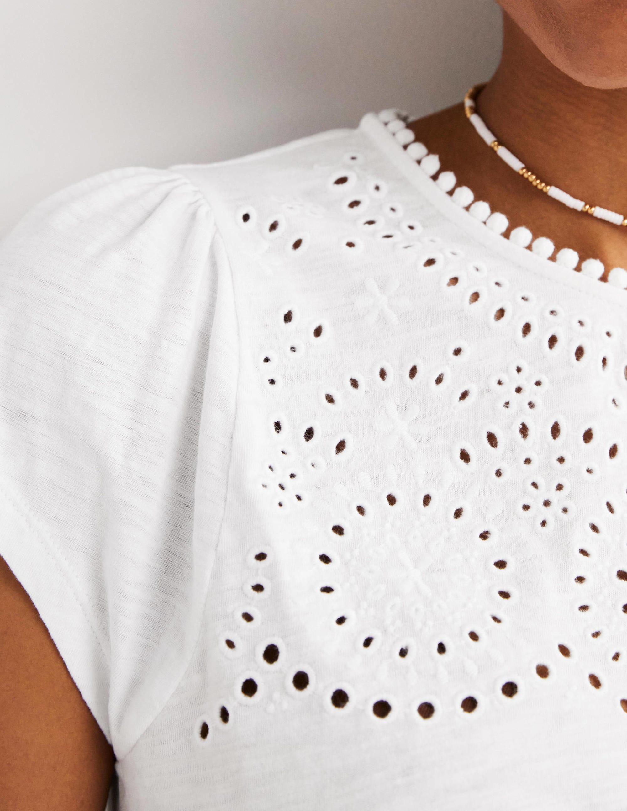 Cutwork Flutter T-Shirt-White - Image 2