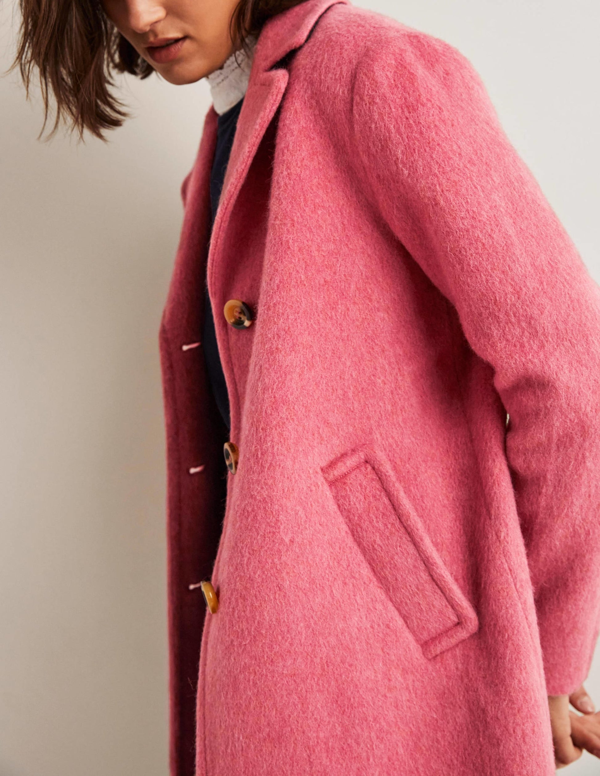 Wool Blend Collared Coat-Dusty Red-7