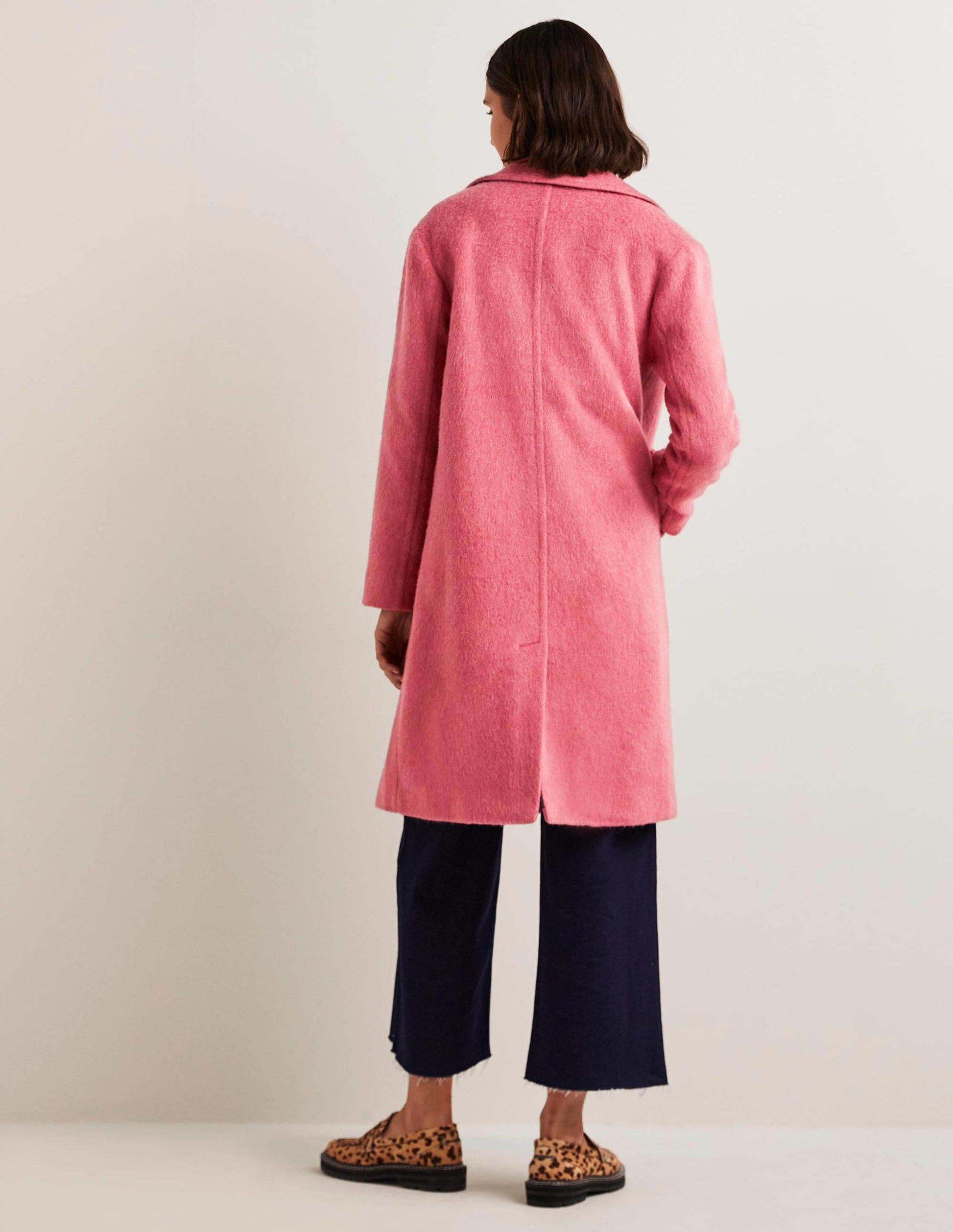 Wool Blend Collared Coat-Dusty Red-8