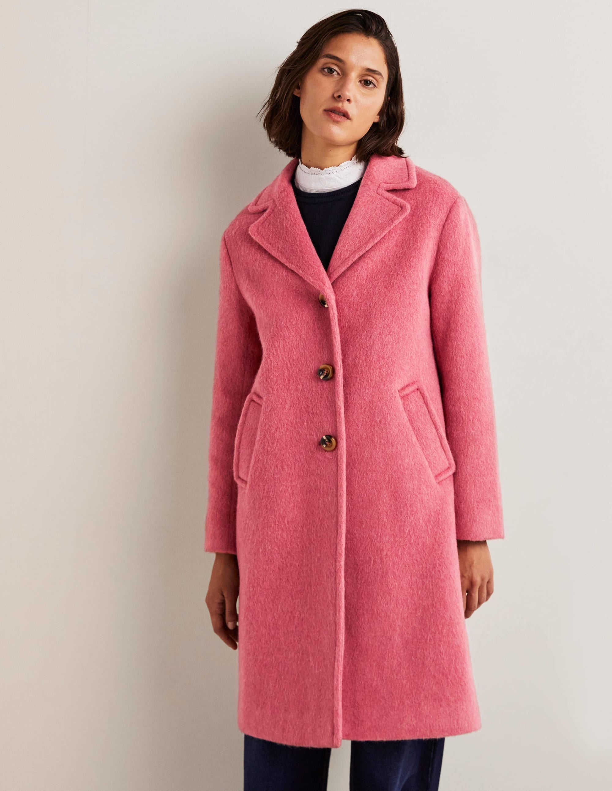 Wool Blend Collared Coat-Dusty Red - Image 5
